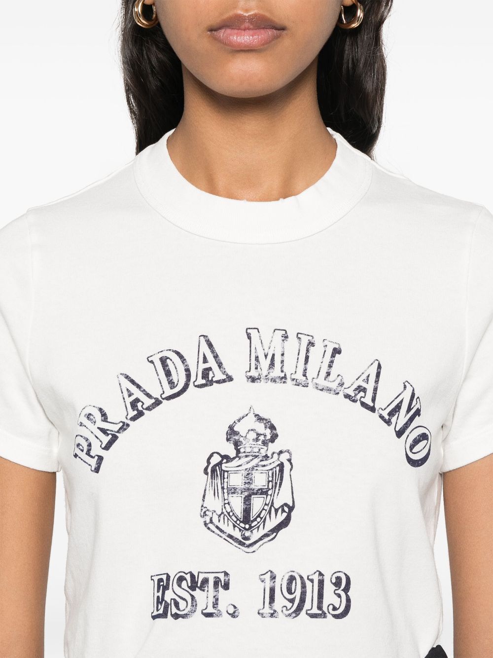 Prada LOGO PRINT JERSEY T-SHIRT Size S / US 4 / IT 40 - 4 Thumbnail