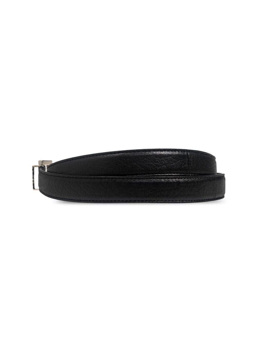 Saint Laurent Paris SQUARED BUCKLE STRIPED LEATHER CASSANDRE THIN BELT Size ONE SIZE - 4 Thumbnail