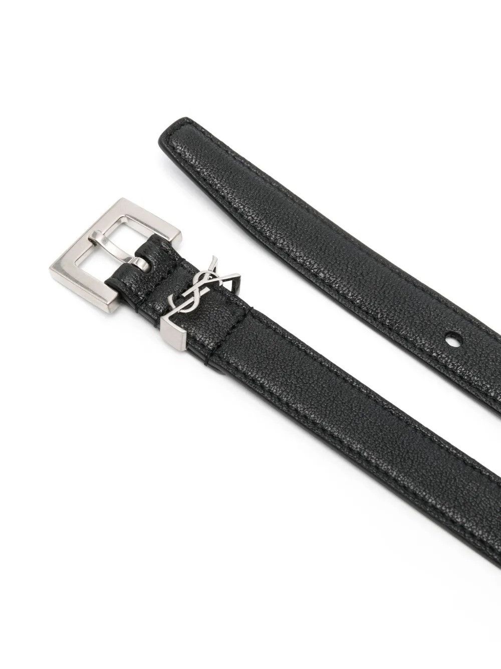 Saint Laurent Paris SQUARED BUCKLE SMOOTH LEATHER CASSANDRE THIN BELT Size ONE SIZE - 2 Thumbnail