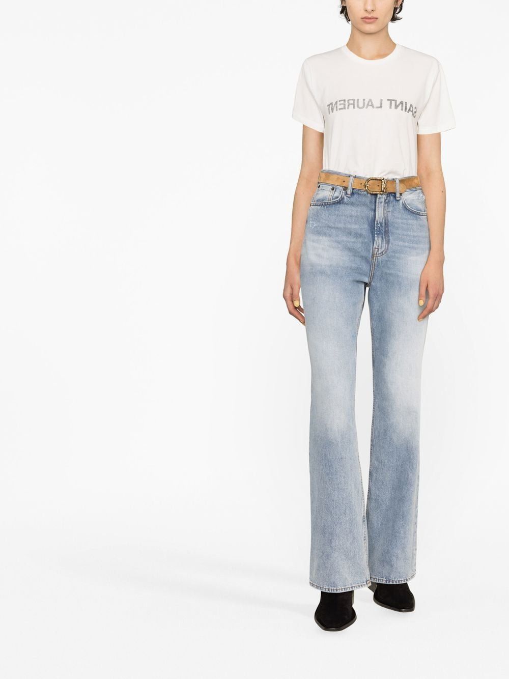 Saint Laurent Paris SAINT LAURENT REVERSE COTTON T-SHIRT Size L / US 10 / IT 46 - 3 Thumbnail