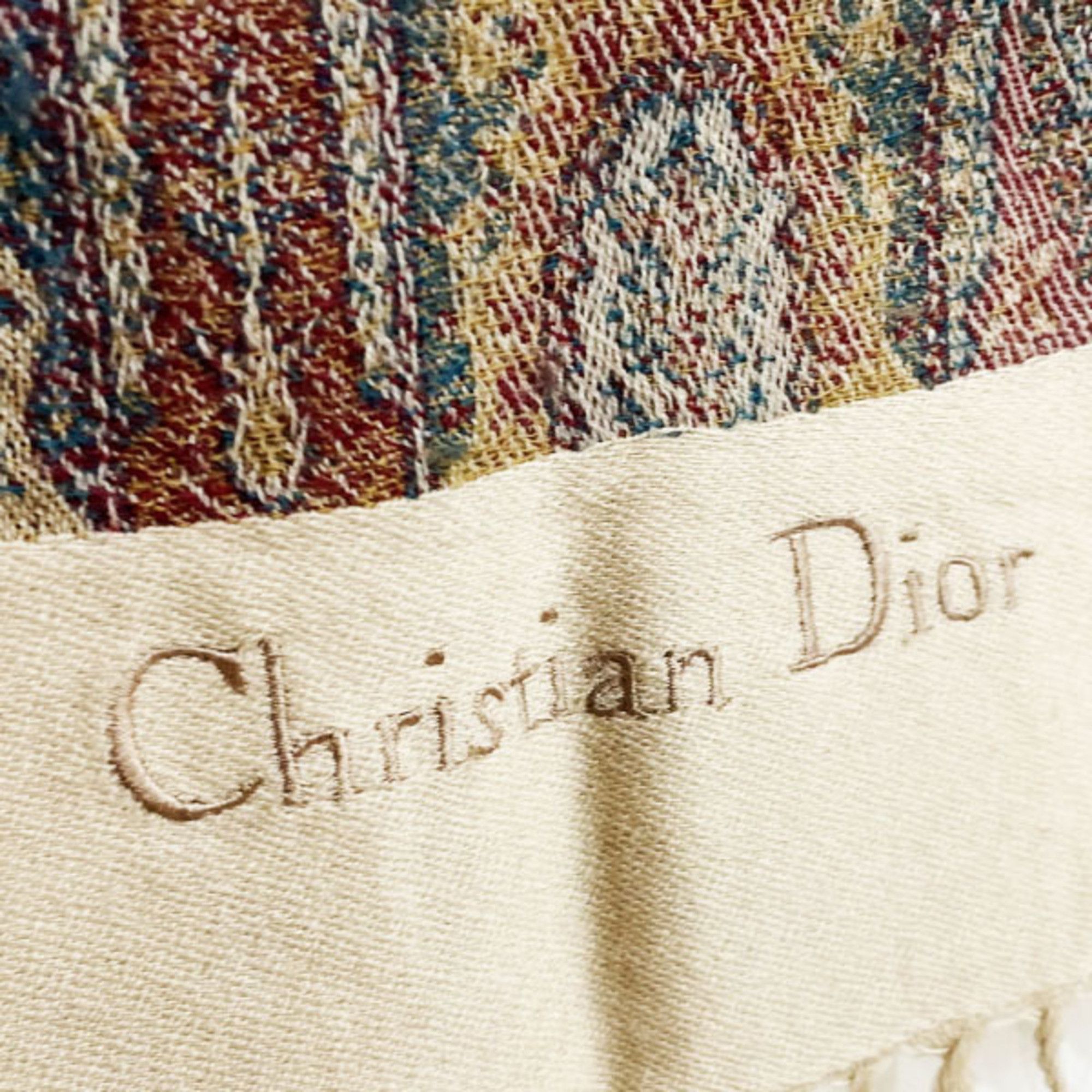 Dior Christian Dior Paisley Large Shawl Multicolor Beige Scarf SS-13364 Size ONE SIZE - 7 Thumbnail
