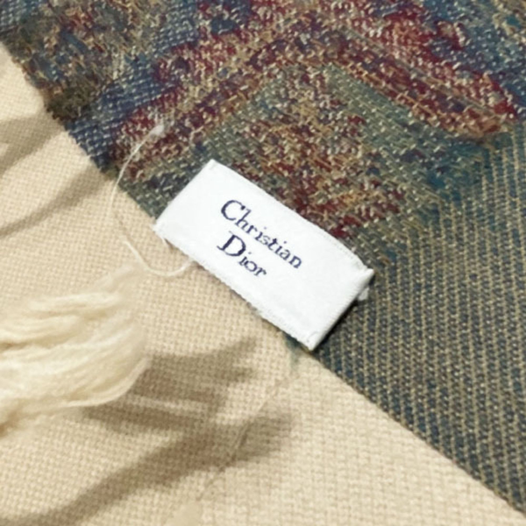 Dior Christian Dior Paisley Large Shawl Multicolor Beige Scarf SS-13364 Size ONE SIZE - 8 Thumbnail
