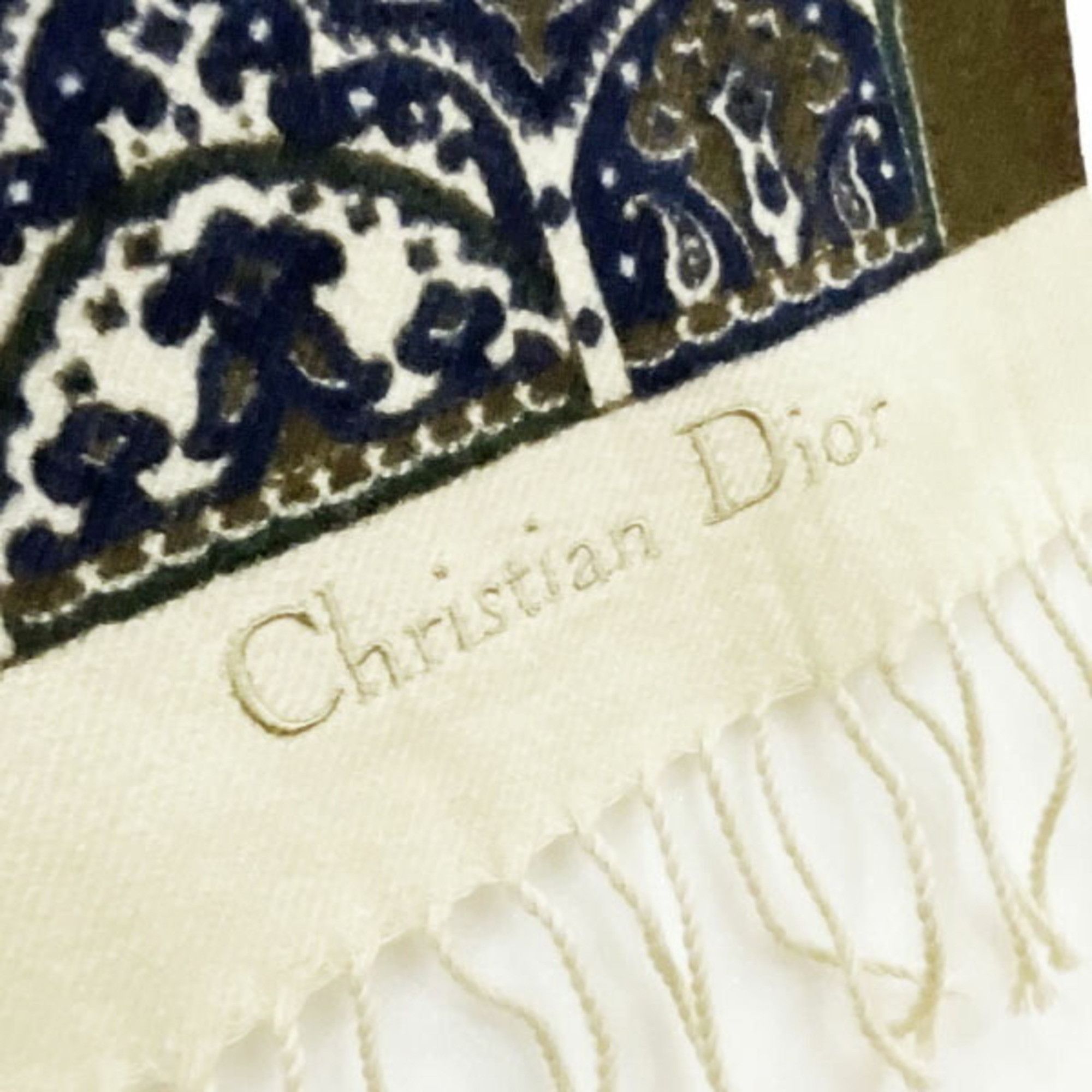 Dior Christian Dior Stole Paisley Scarf Wool Multicolor Ivory Shawl C.Dior YY-14089 Size ONE SIZE - 5 Thumbnail