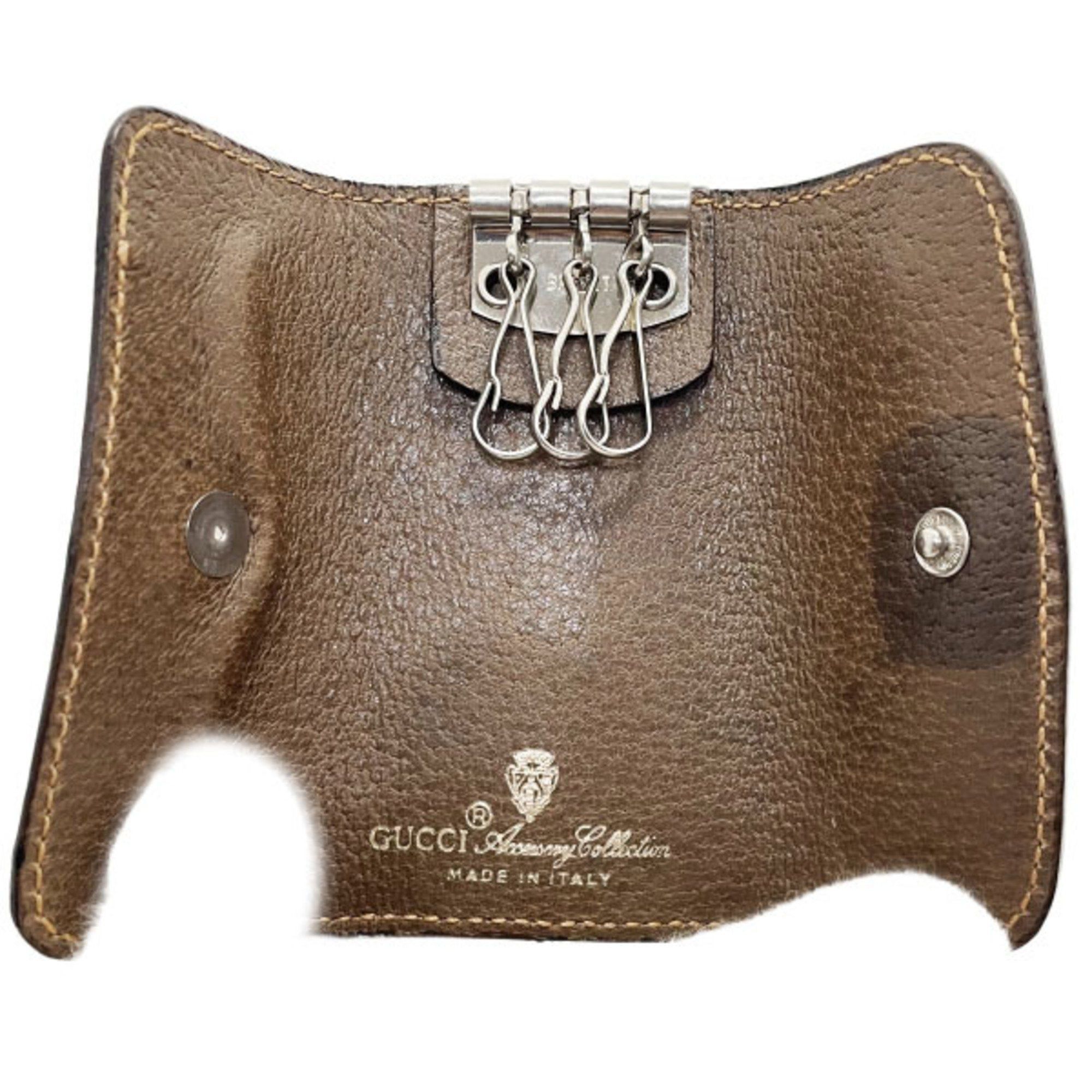 Gucci Gucci key case, 3-ring leather, brown, 98 12 001, GUCCI, old ring, holder, SS-14337 Size ONE SIZE - 4 Thumbnail