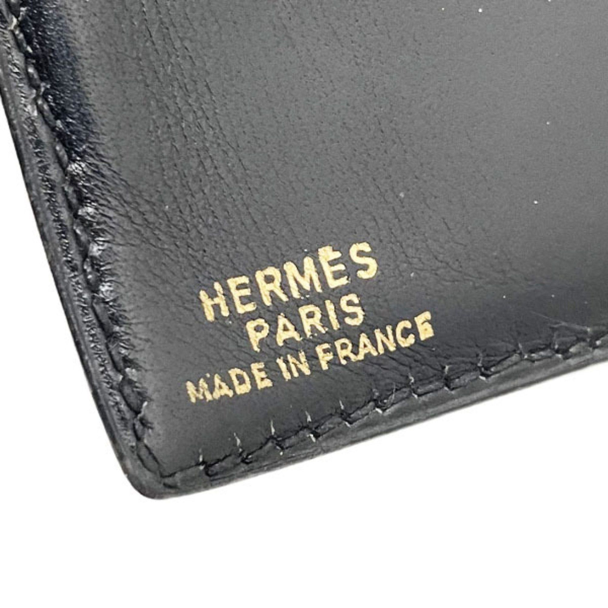 Hermes Hermes Wallet Bi-fold Leather Black HERMES ○E Engraved Compact ASK-14327 Size ONE SIZE - 11 Thumbnail