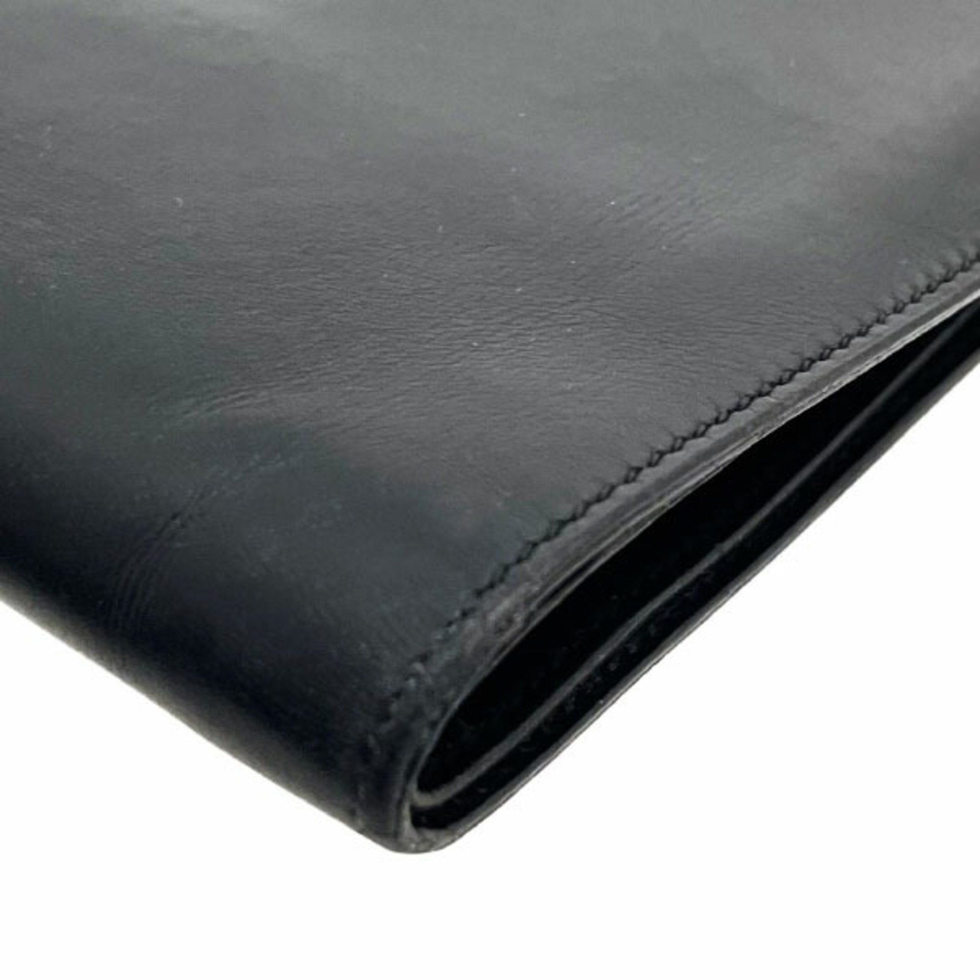Hermes Hermes Wallet Bi-fold Leather Black HERMES ○E Engraved Compact ASK-14327 Size ONE SIZE - 6 Thumbnail