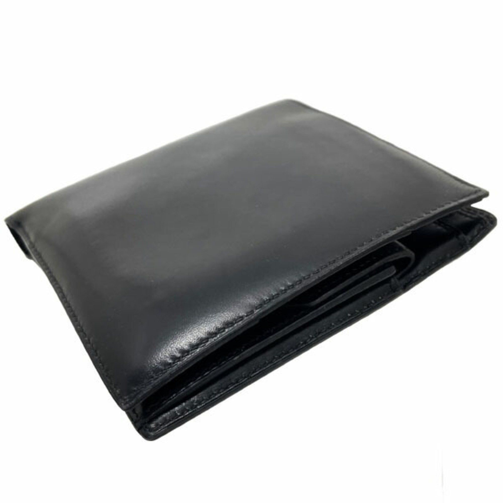 Hermes Hermes Wallet Bi-fold Leather Black HERMES ○E Engraved Compact ASK-14327 Size ONE SIZE - 3 Thumbnail