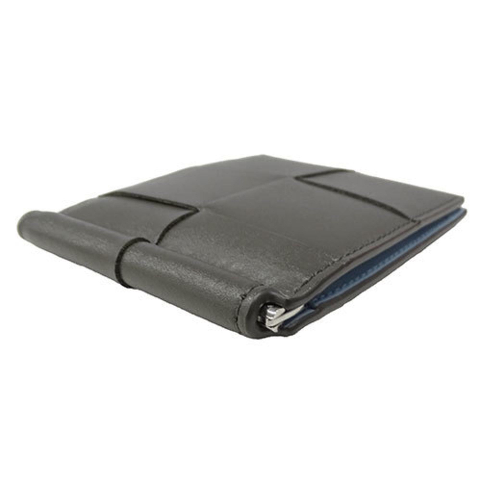 Bottega Veneta BOTTEGA VENETA Men's Wallet, Leather Cassette, Bi-fold Wallet with Money Clip, Gray, Light Blue, Bill Compartment Size ONE SIZE - 4 Thumbnail