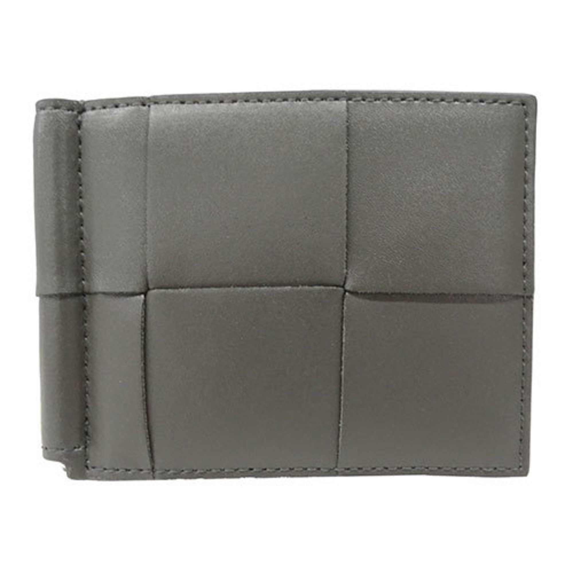 Bottega Veneta BOTTEGA VENETA Men's Wallet, Leather Cassette, Bi-fold Wallet with Money Clip, Gray, Light Blue, Bill Compartment Size ONE SIZE - 2 Thumbnail