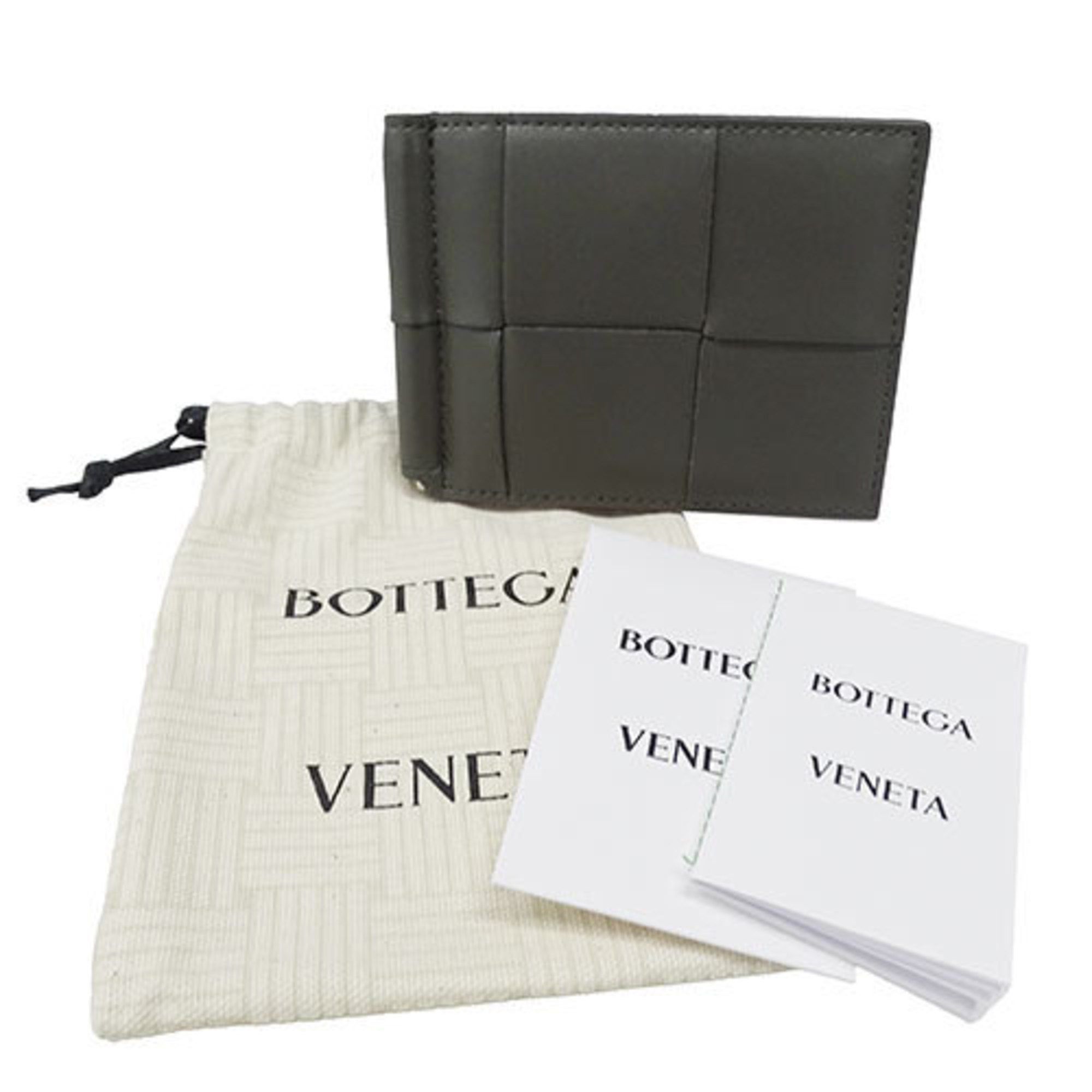 Bottega Veneta BOTTEGA VENETA Men's Wallet, Leather Cassette, Bi-fold Wallet with Money Clip, Gray, Light Blue, Bill Compartment Size ONE SIZE - 5 Thumbnail