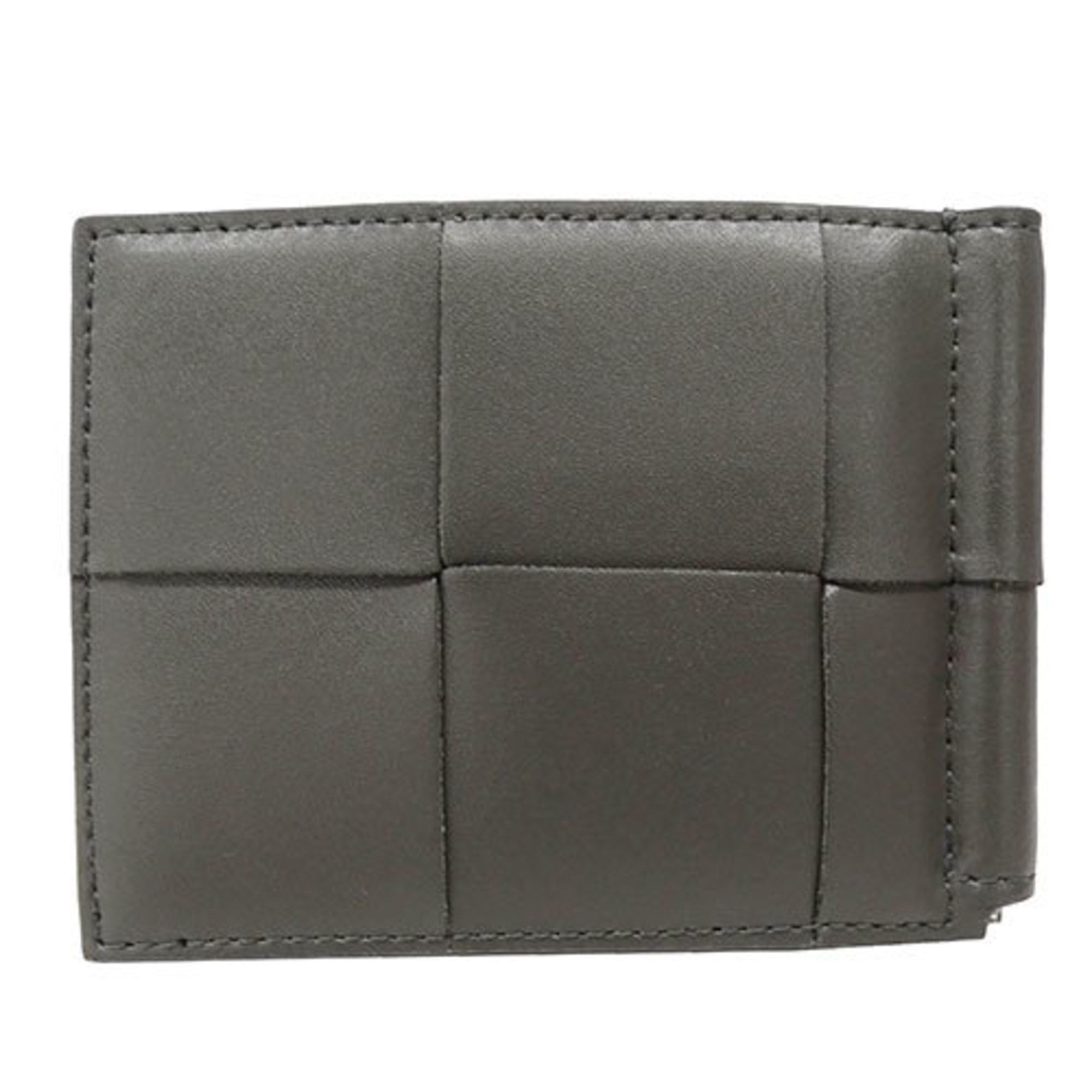 Bottega Veneta BOTTEGA VENETA Men's Wallet, Leather Cassette, Bi-fold Wallet with Money Clip, Gray, Light Blue, Bill Compartment Size ONE SIZE - 3 Thumbnail