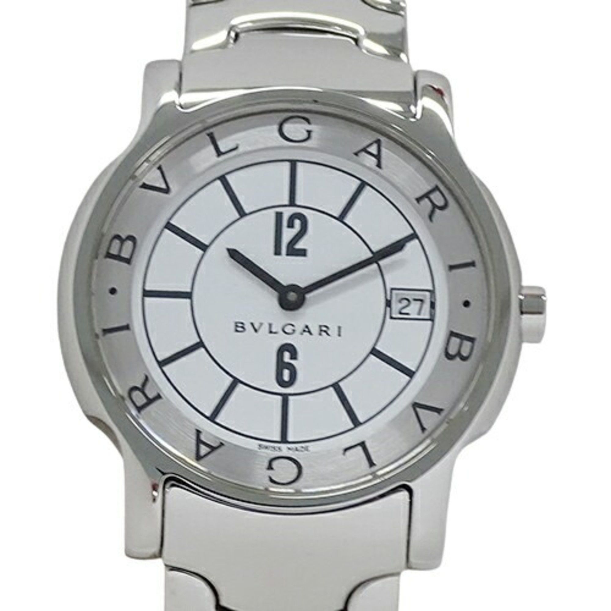 Bvlgari BVLGARI Men's Solotempo Date Quartz Watch Stainless Steel SS ST35S Silver White Polished Size ONE SIZE - 3 Thumbnail
