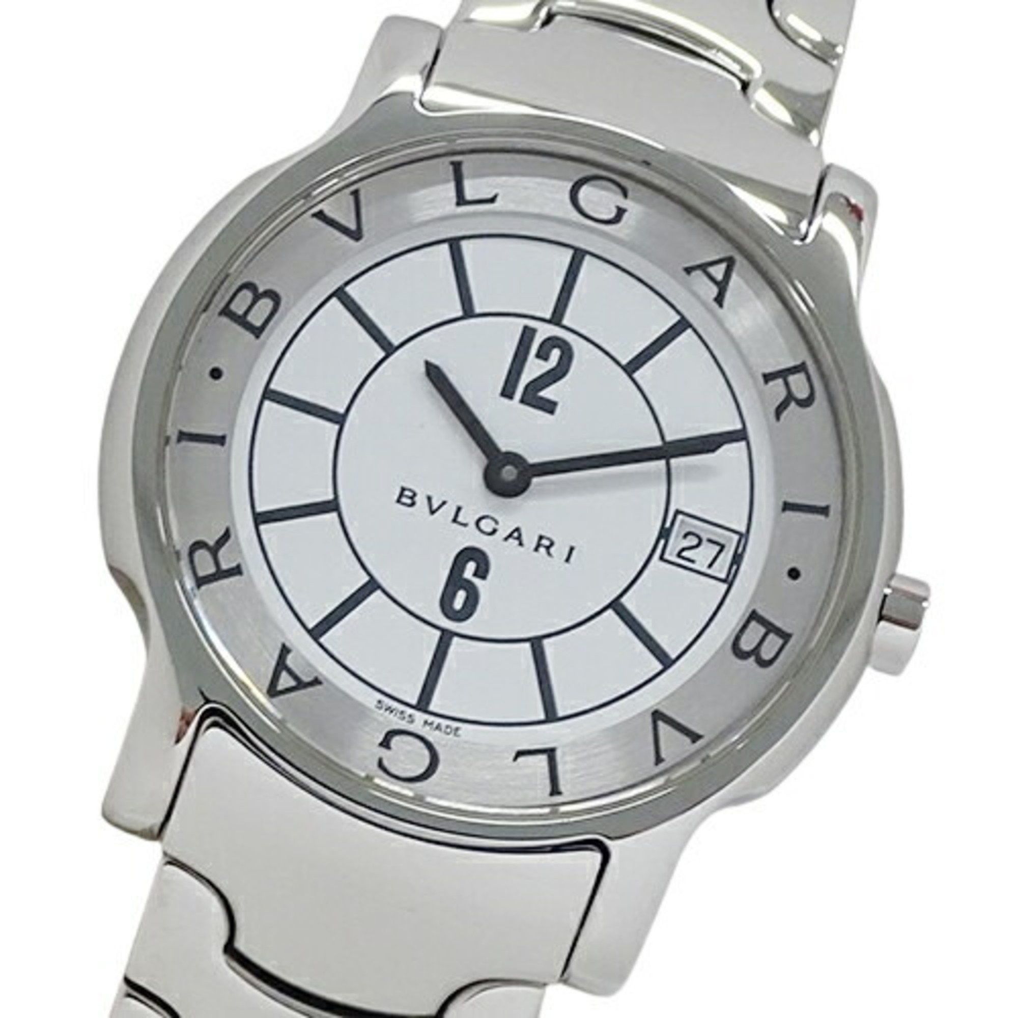 Bvlgari BVLGARI Men's Solotempo Date Quartz Watch Stainless Steel SS ST35S Silver White Polished Size ONE SIZE - 2 Thumbnail