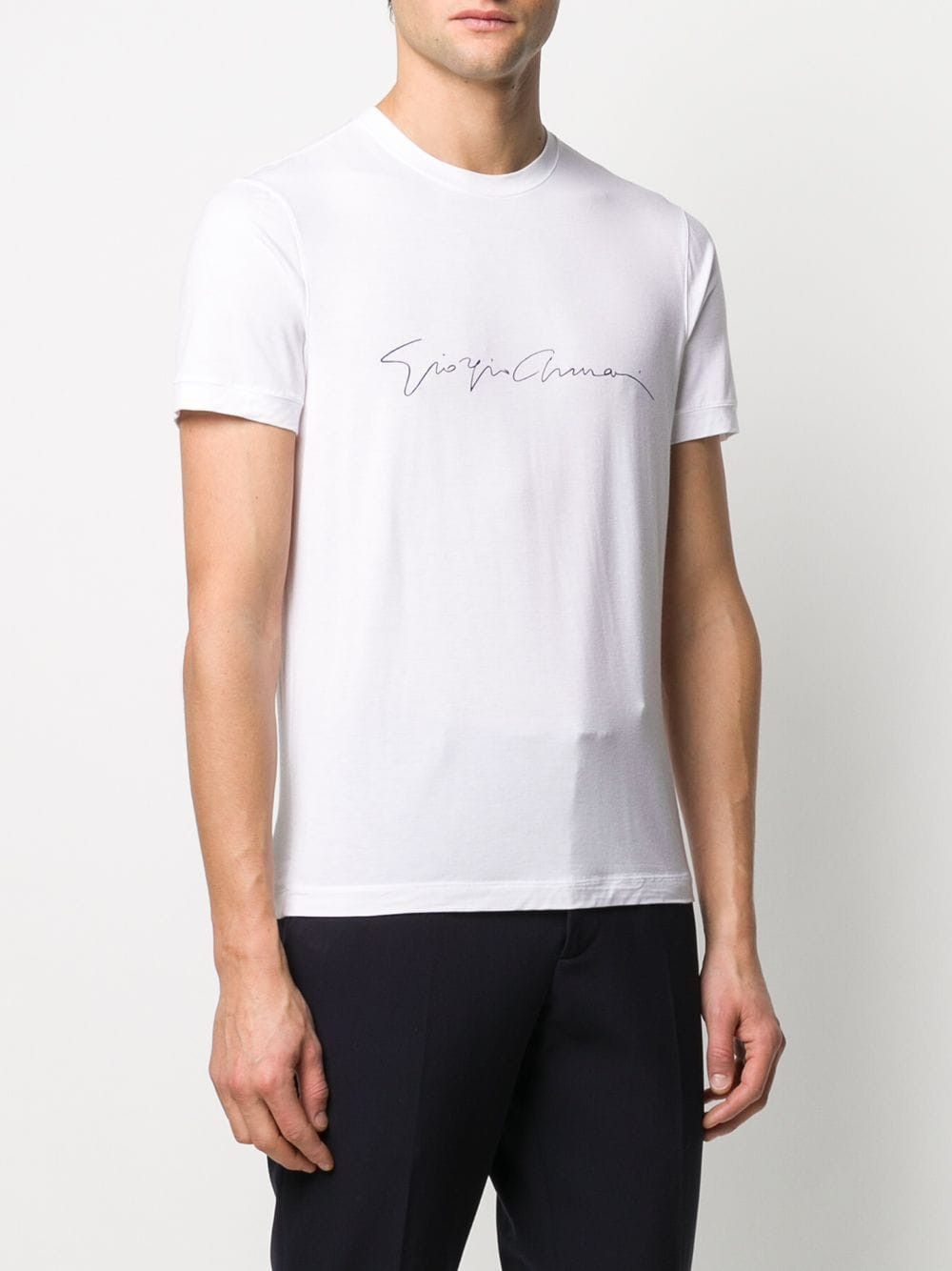 Giorgio Armani ASV STRETCH-VISCOSE T-SHIRT WITH SIGNATURE LOGO Size US XL / EU 56 / 4 - 2 Thumbnail
