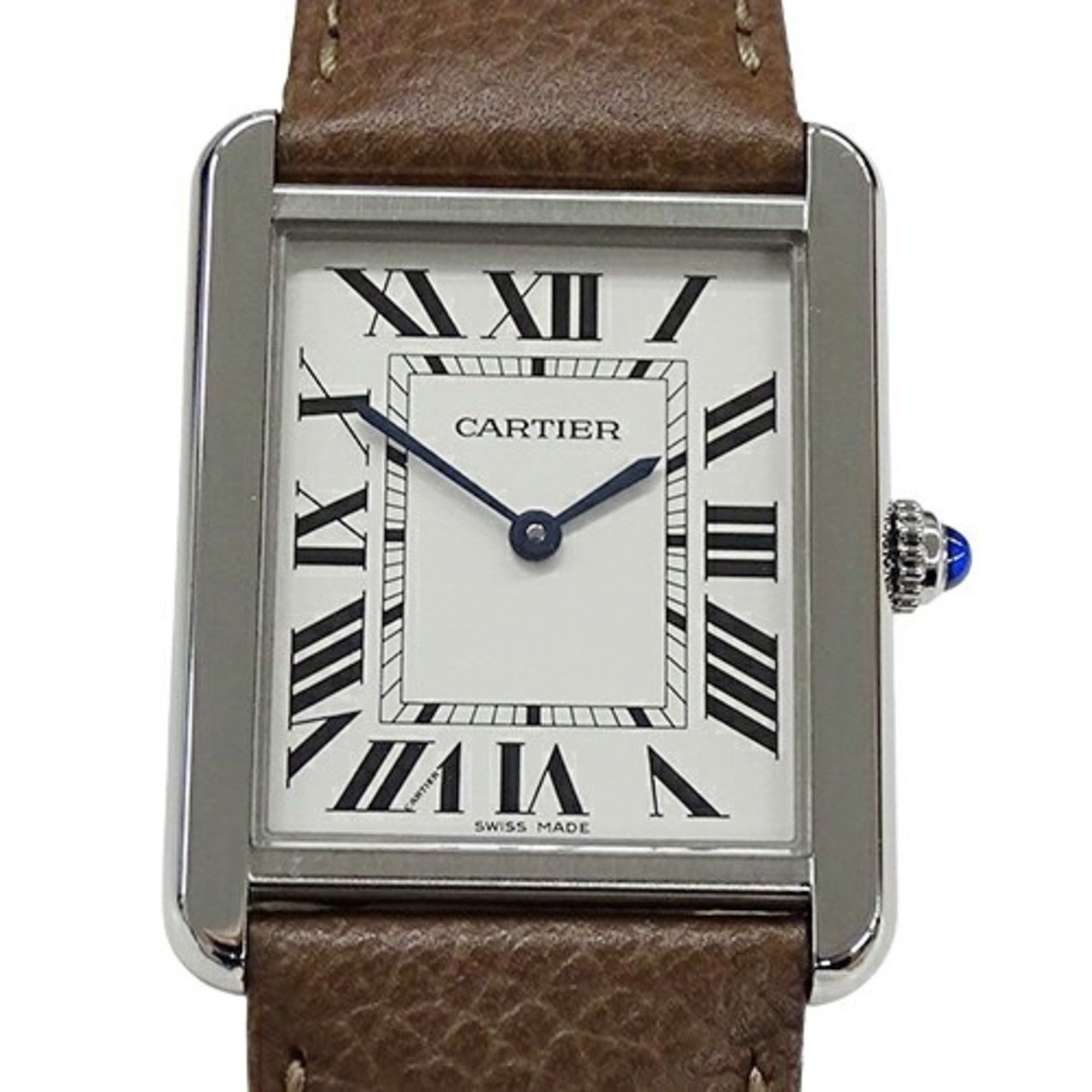 Cartier Cartier Tank Solo LM Men's Watch Quartz Stainless Steel Leather WSTA0028 Silver Brown Square Polished Size ONE SIZE - 3 Thumbnail