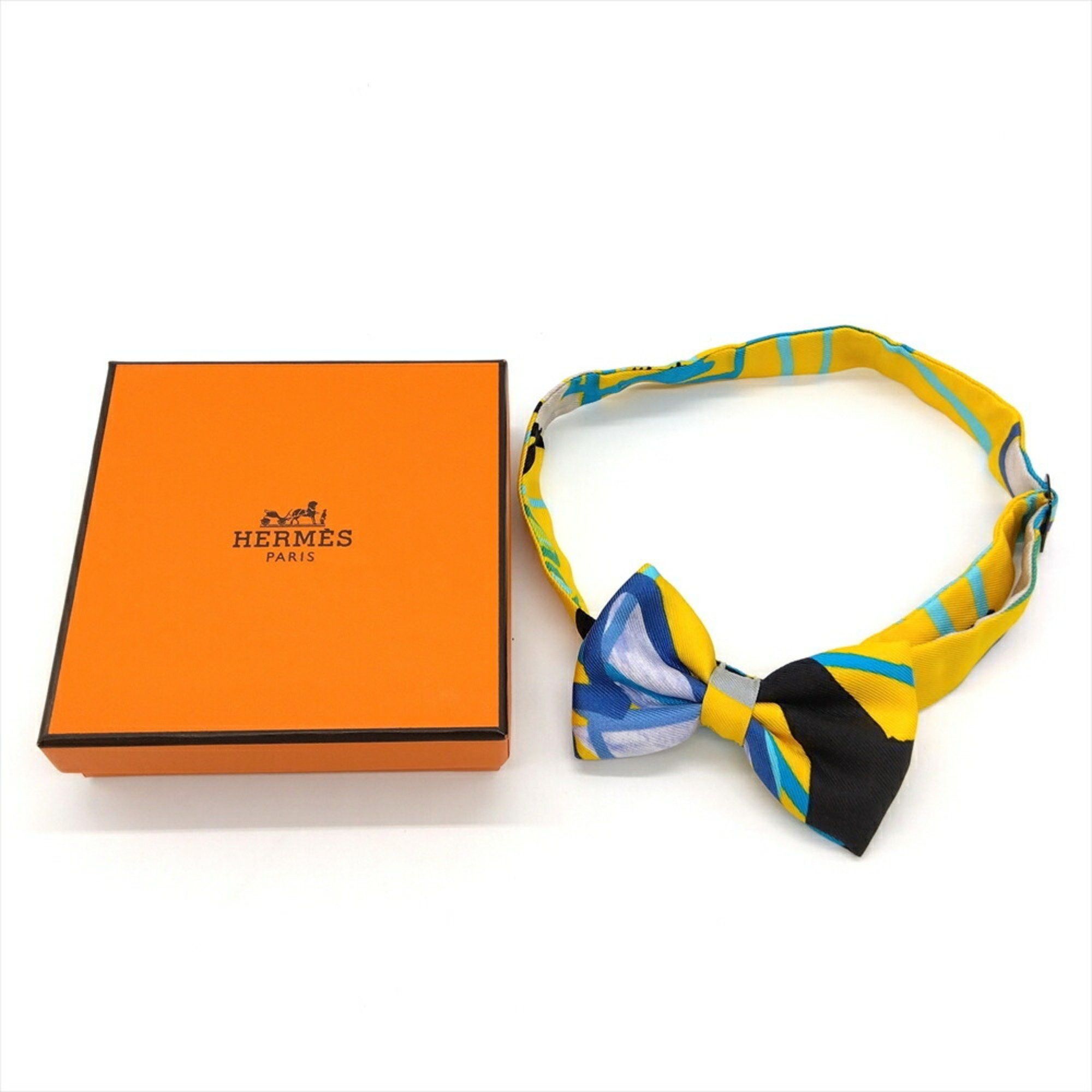 Hermes Hermes Nouveau Papillon Necktie Silk Yellow Bow Tie Ribbon Size ONE SIZE - 2 Thumbnail