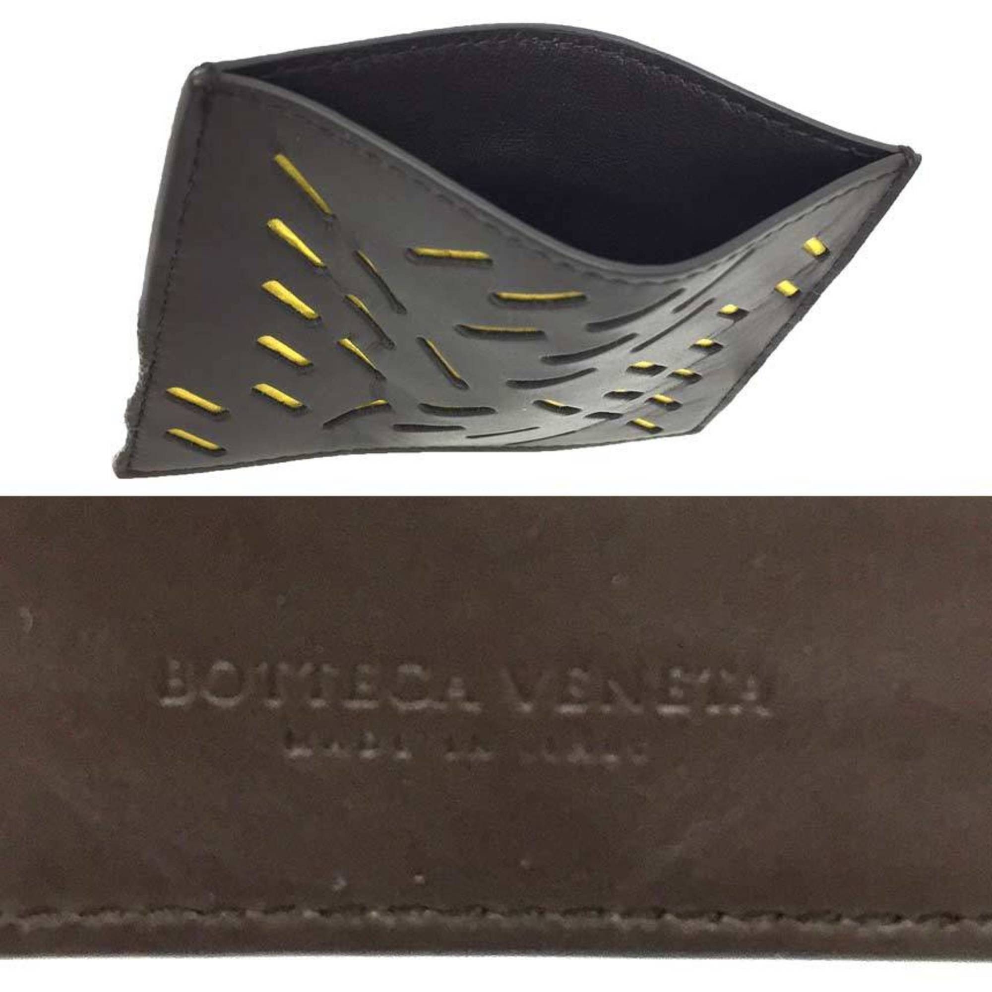Bottega Veneta BOTTEGA VENETA Business Card Holder Case Dark Brown Leather Bottega Wallet Size ONE SIZE - 3 Thumbnail