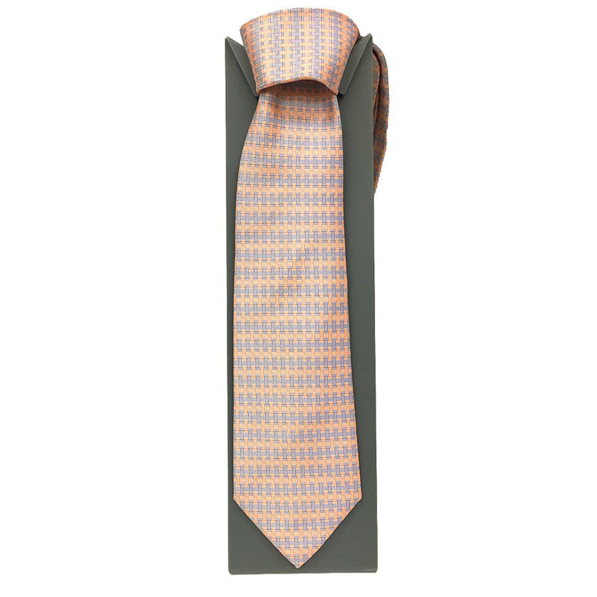 Hermes Hermes tie H pattern 100% silk orange men's Size ONE SIZE - 2 Thumbnail