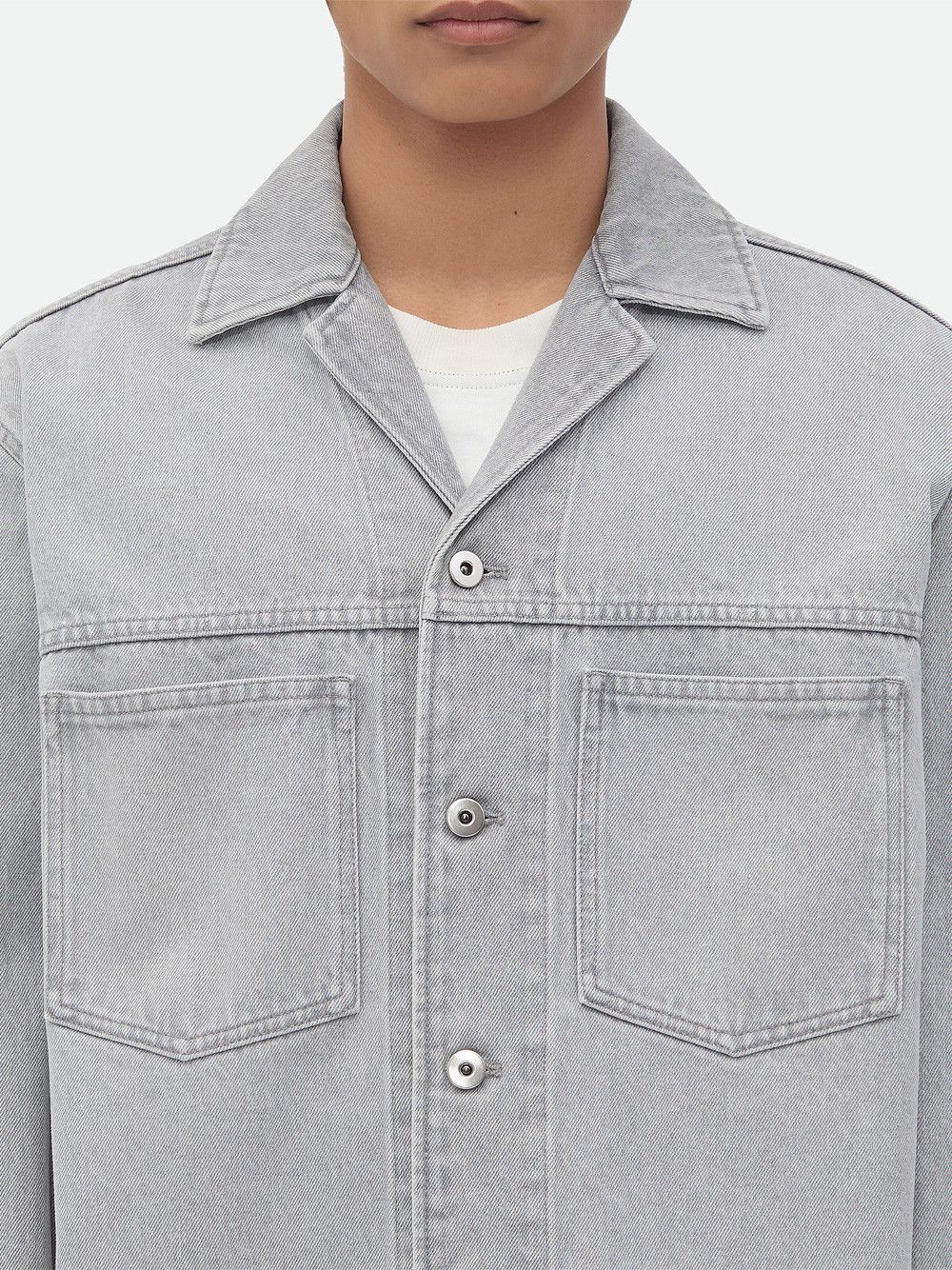 Bottega Veneta LIGHT GREY WASHED DENIM SHIRT Size US M / EU 48-50 / 2 - 4 Thumbnail