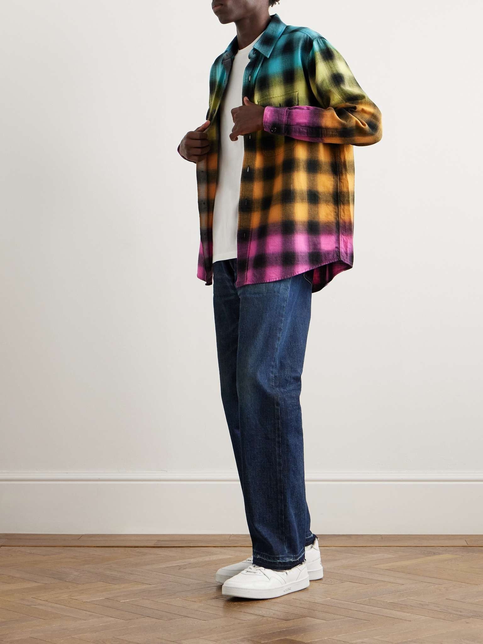 Celine Loose Shirt in Checked Cotton Linen Size US L / EU 52-54 / 3 - 2 Thumbnail