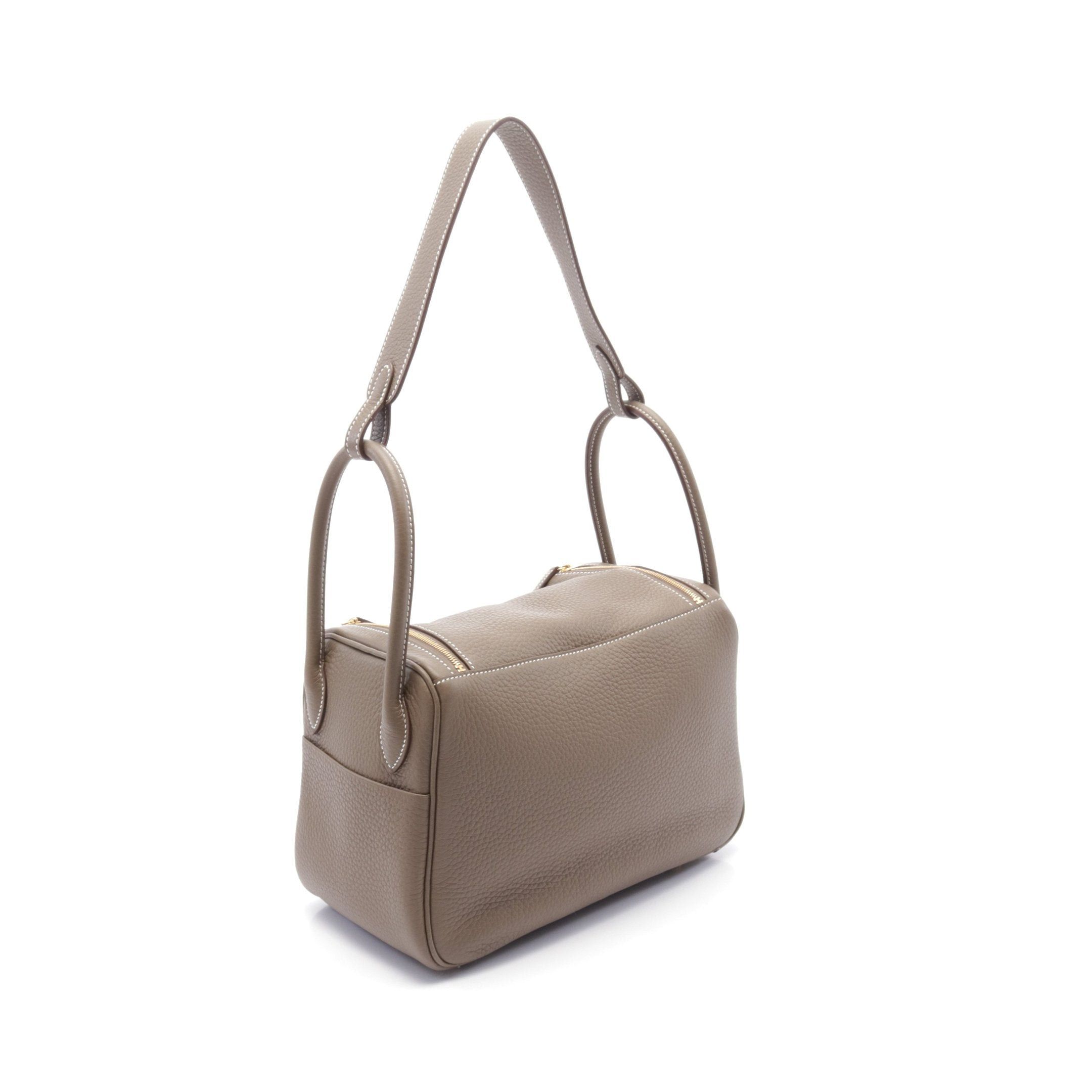 Hermes Hermes Lindy 26 Etoupe Shoulder Bag Clemence Leather Gray Brown Gold Hardware Double Engraved Size ONE SIZE - 2 Thumbnail