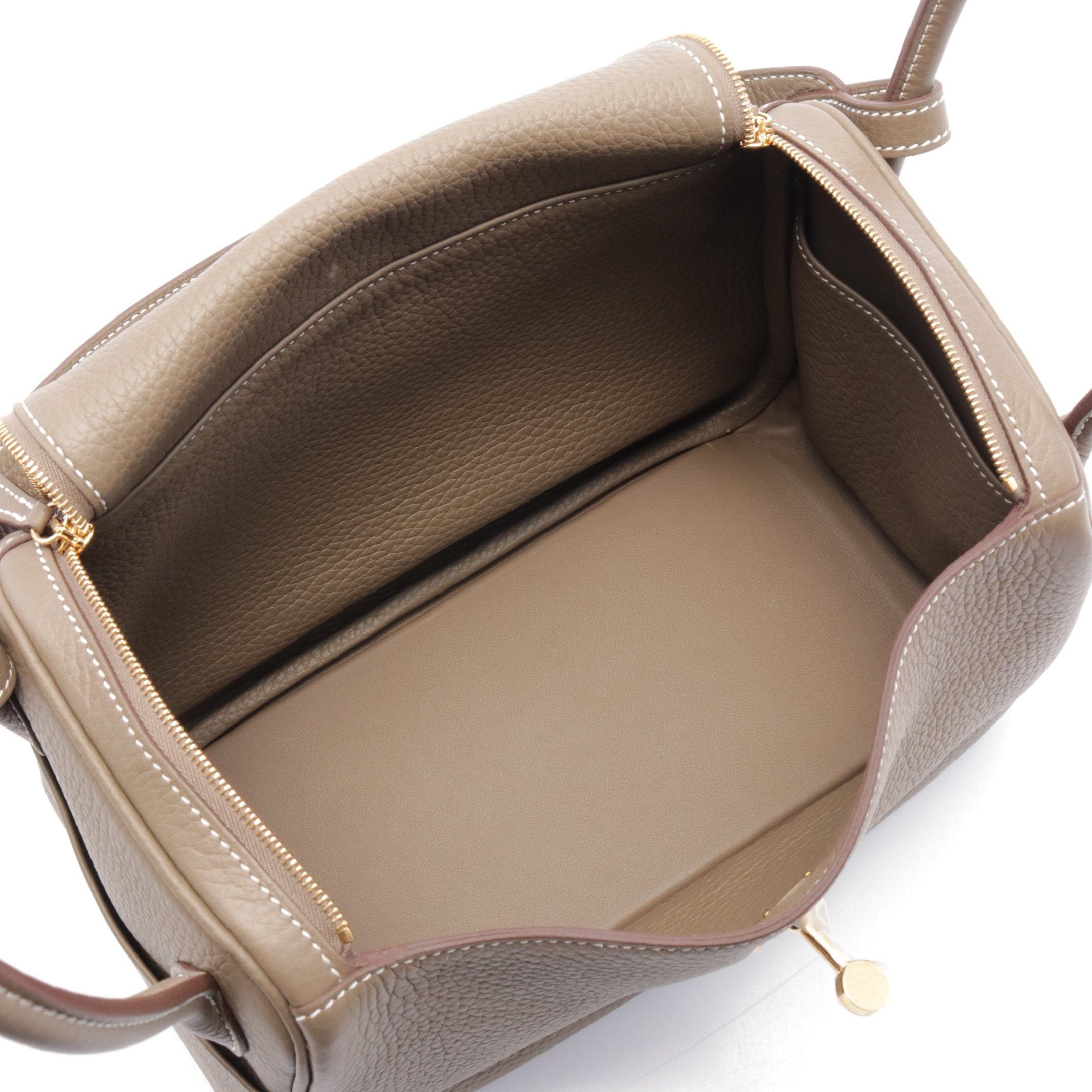 Hermes Hermes Lindy 26 Etoupe Shoulder Bag Clemence Leather Gray Brown Gold Hardware Double Engraved Size ONE SIZE - 3 Thumbnail