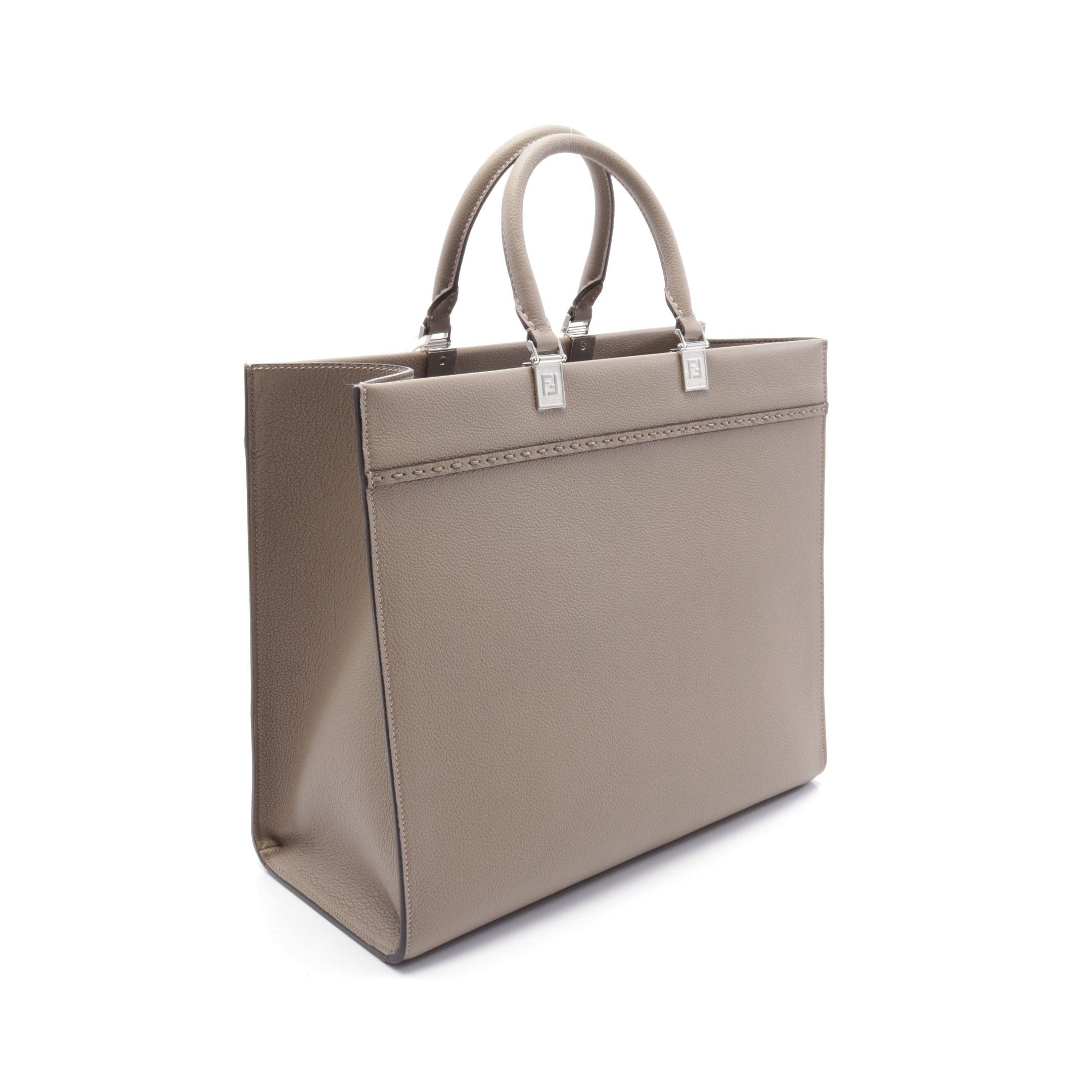 Fendi Fendi Sunshine Medium Handbag Tote Bag Leather Gray Brown Size ONE SIZE - 2 Thumbnail