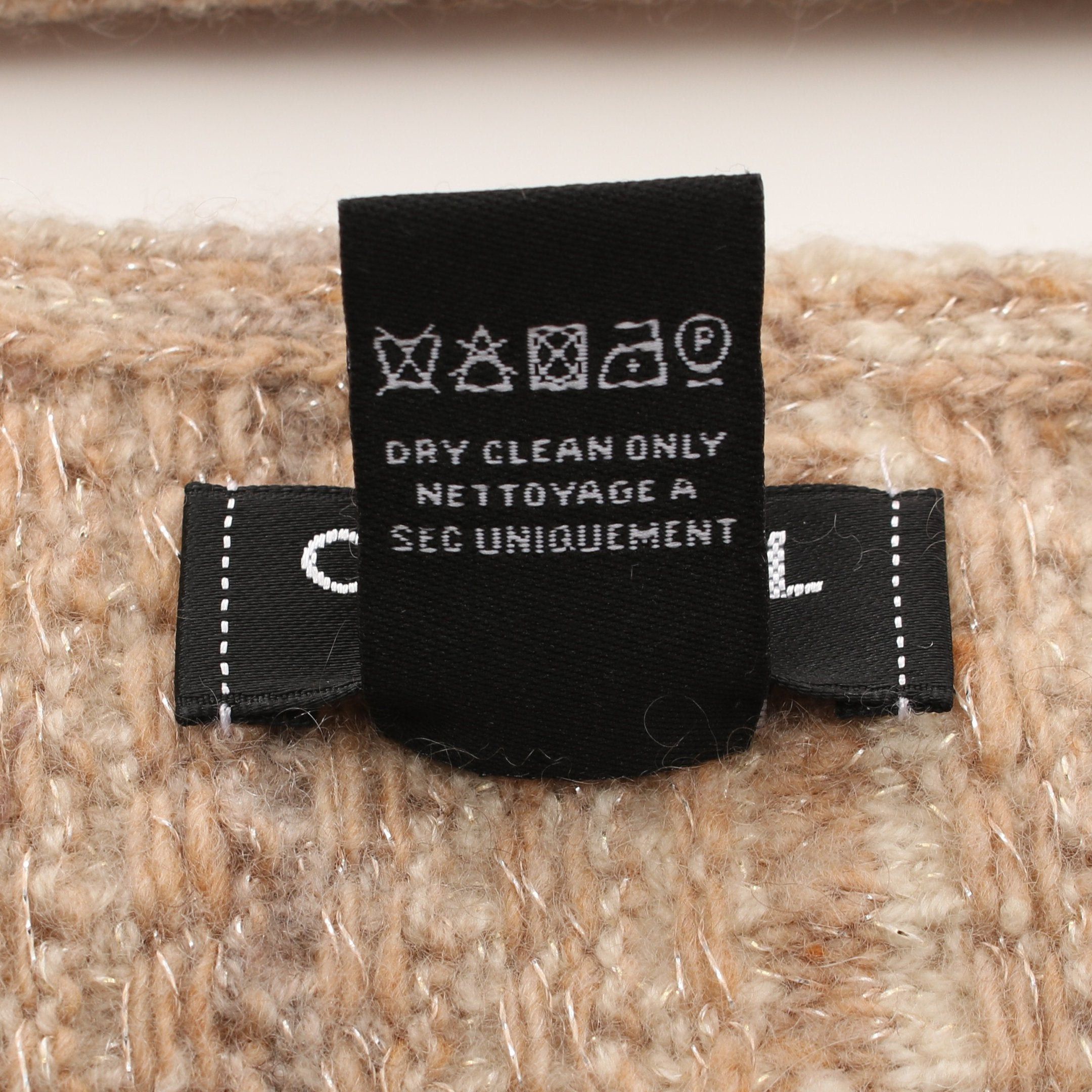 Chanel Chanel Coco Mark Knit Scarf Stall Cashmere Beige Size ONE SIZE - 4 Thumbnail
