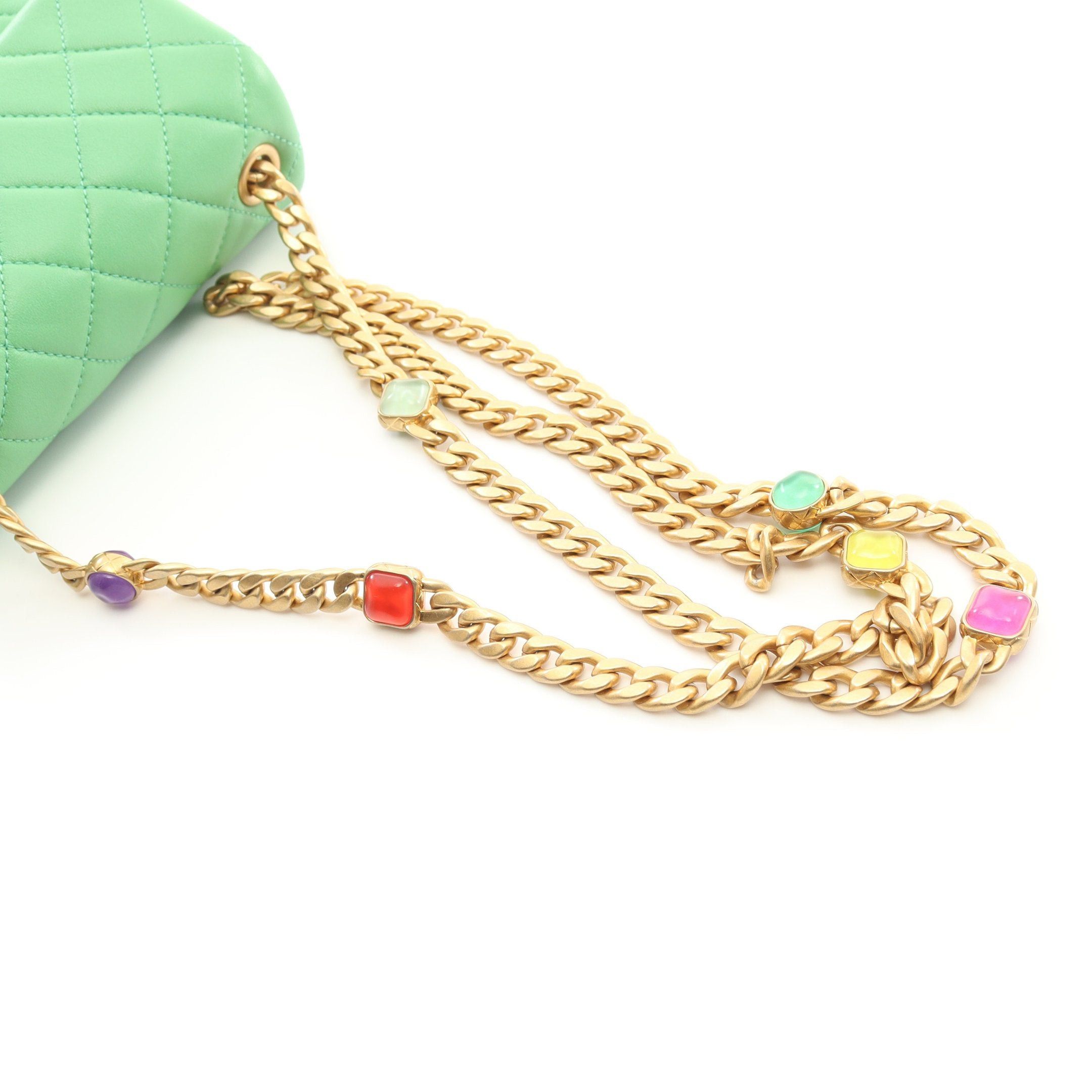 Chanel Chanel Matelasse Chain Shoulder Bag Lambskin Green Gold Hardware Size ONE SIZE - 8 Thumbnail