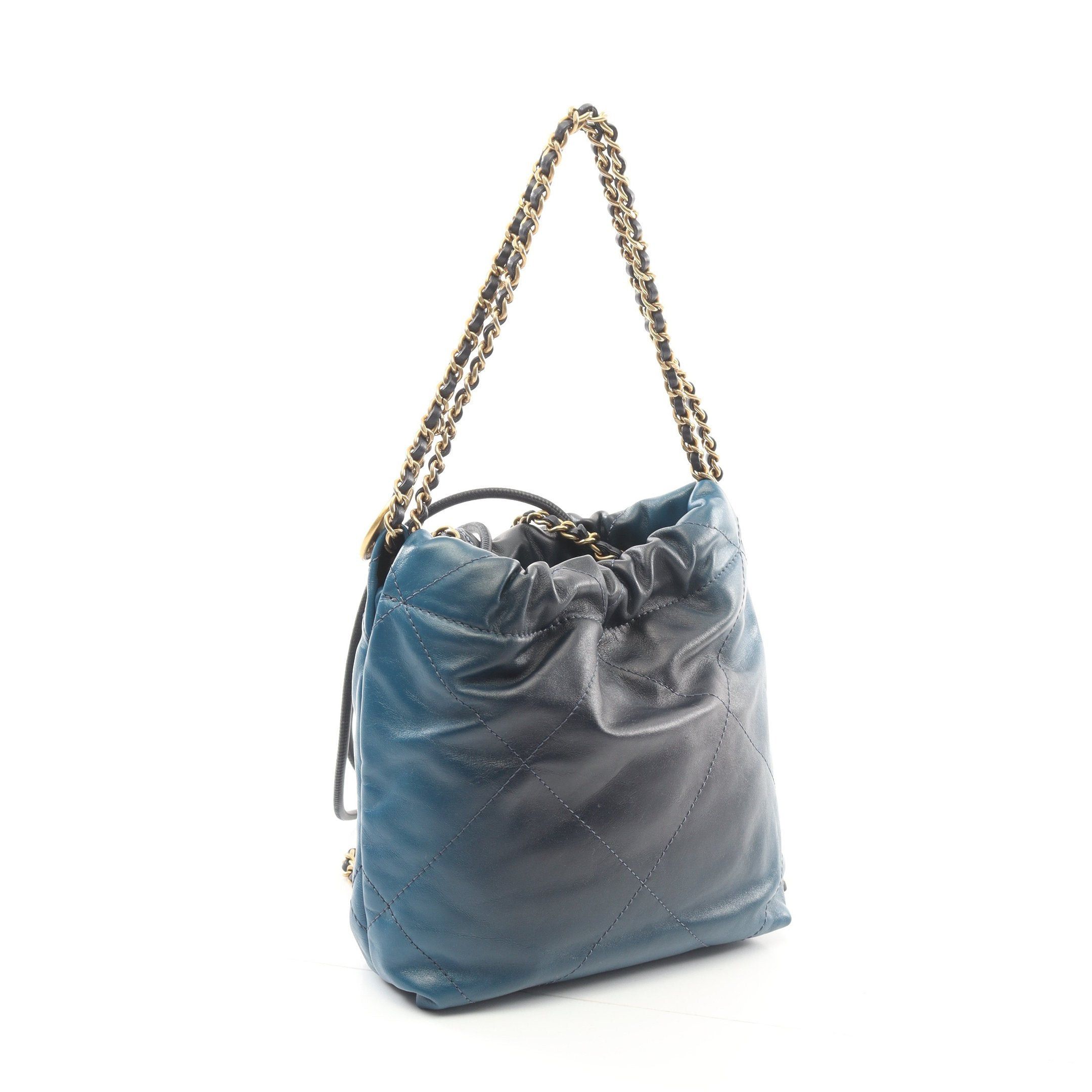 Chanel Chanel Chanel 22 Mini Chain Shoulder Bag Leather Blue Dark Gold Hardware Gradation Size ONE SIZE - 2 Thumbnail