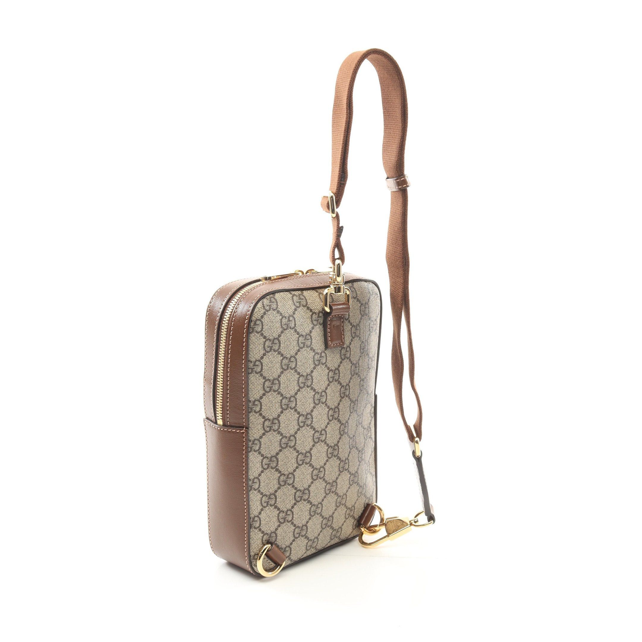 Gucci Gucci Interlocking G Gg Supreme Body Bag Leather Beige Brown Size ONE SIZE - 2 Thumbnail