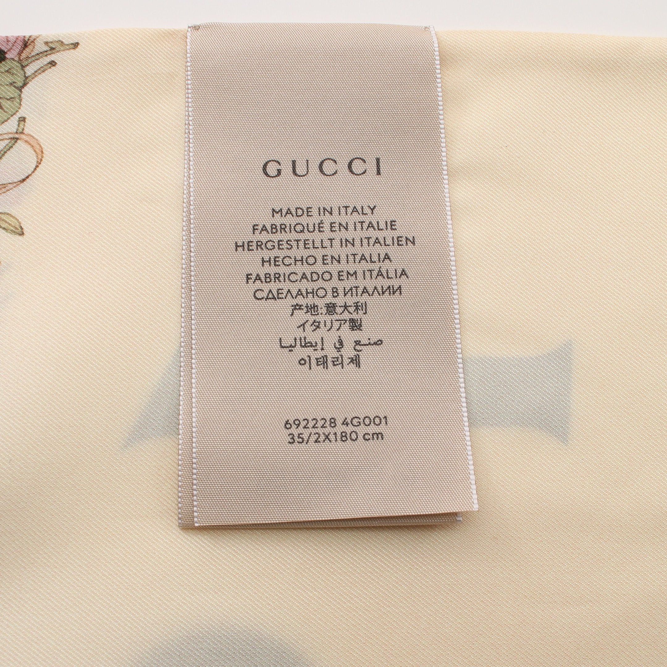 Gucci Gucci Stall Scarf Floral Silk Bordeaux Off White Multicolor 100Th Anniversary Model 2022Ss Size ONE SIZE - 3 Thumbnail