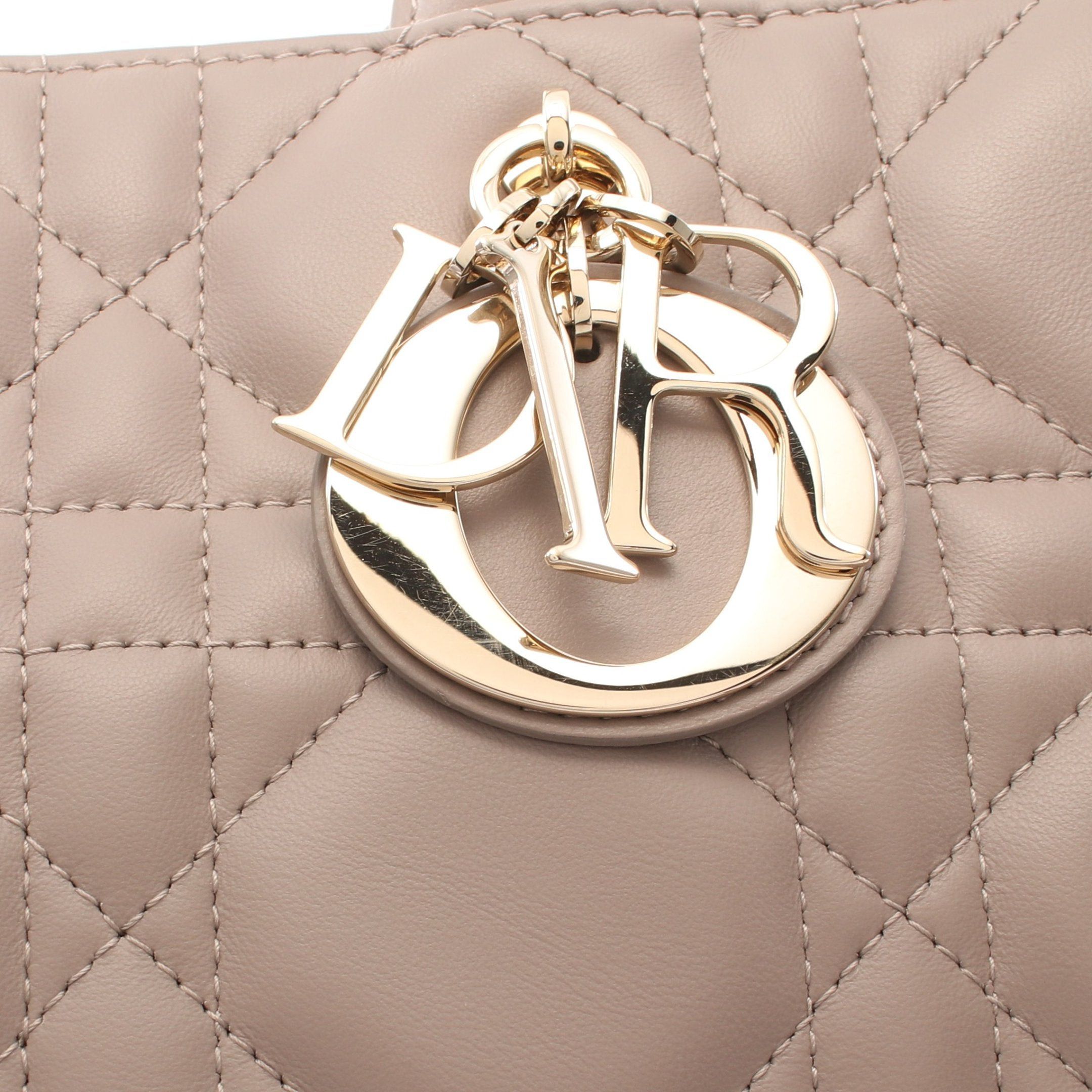 Dior Dior Book Tote Medium Macro Cannage Handbag Bag Leather Gray Beige Size ONE SIZE - 6 Thumbnail