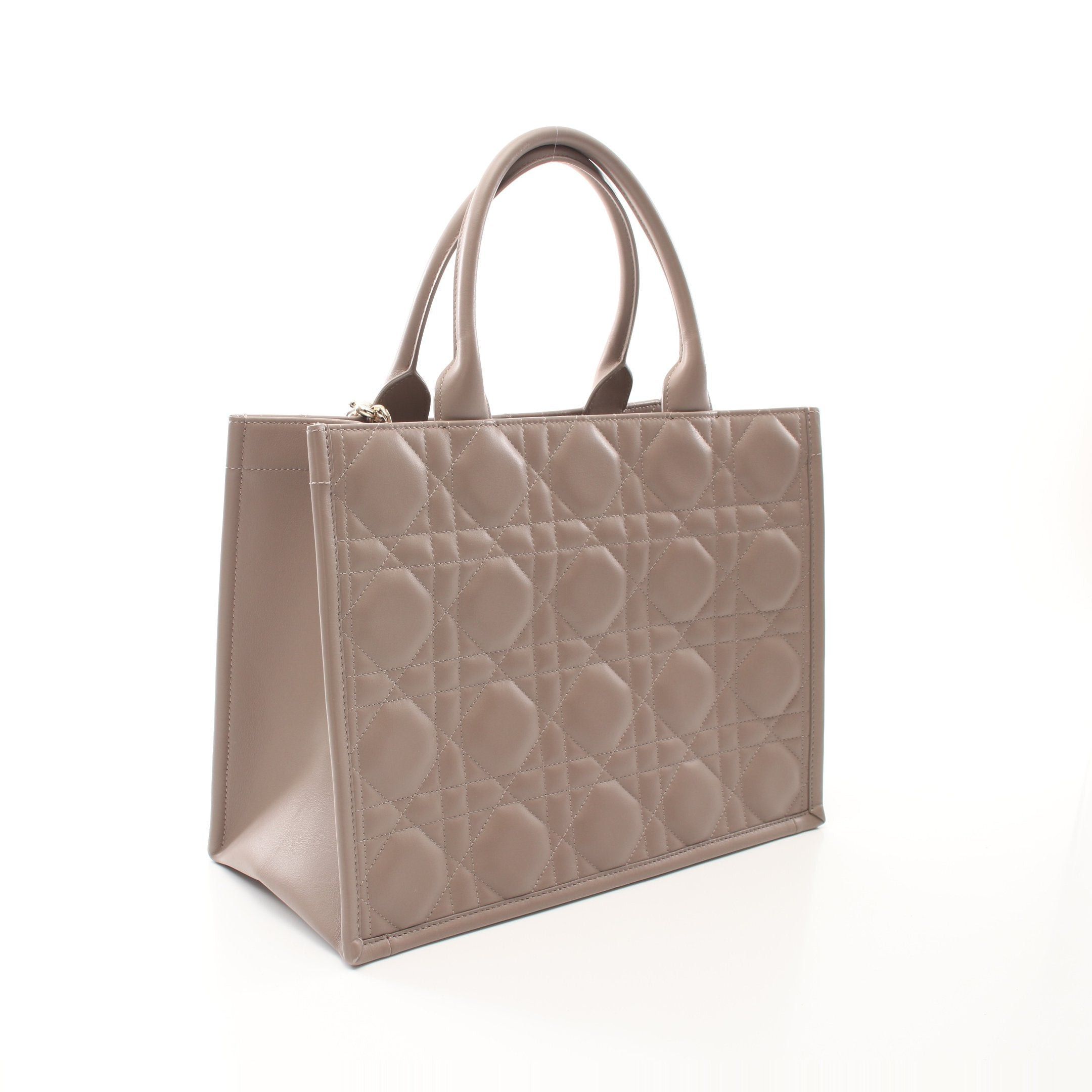 Dior Dior Book Tote Medium Macro Cannage Handbag Bag Leather Gray Beige Size ONE SIZE - 2 Thumbnail