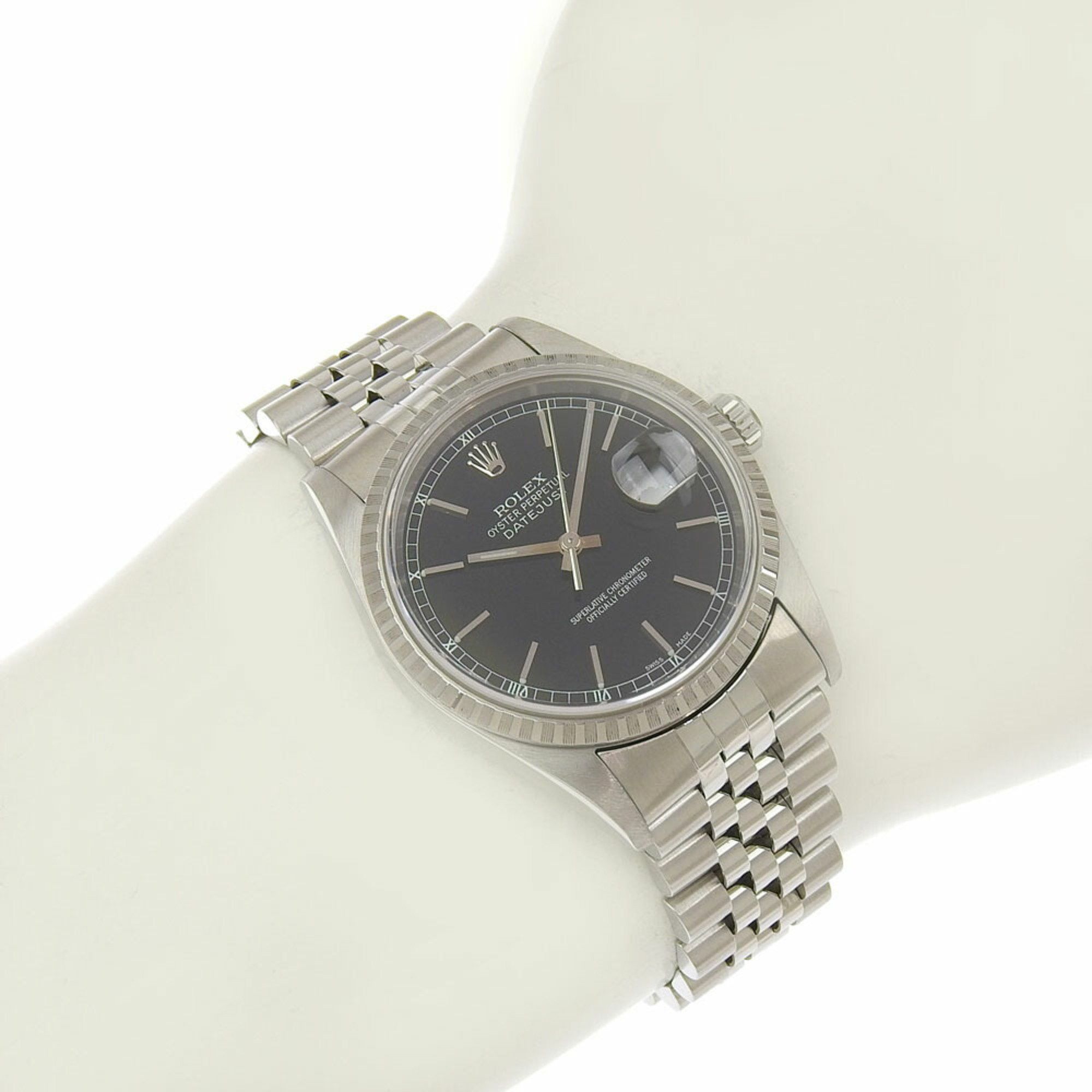 Rolex Rolex Datejust U-serial 16220 Black Dial SS 2024/10 Automatic Watch 36mm Men's Size ONE SIZE - 8 Thumbnail