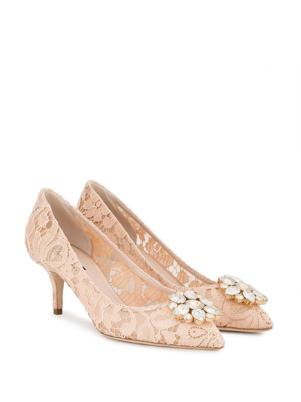 Dolce & Gabbana LACE RAINBOW PUMPS WITH BROOCH DETAILING Size US 7.5 / IT 37.5 - 3 Thumbnail