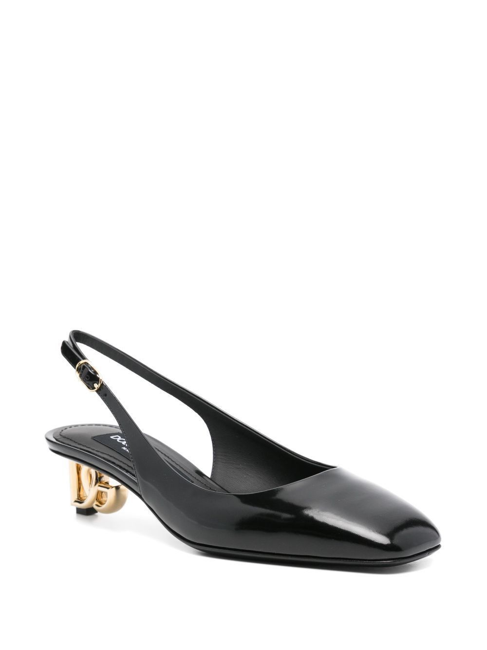 Dolce & Gabbana LOGO-HEEL PATENT LEATHER SLINGBACK PUMPS Size US 8.5 / IT 38.5 - 2 Thumbnail