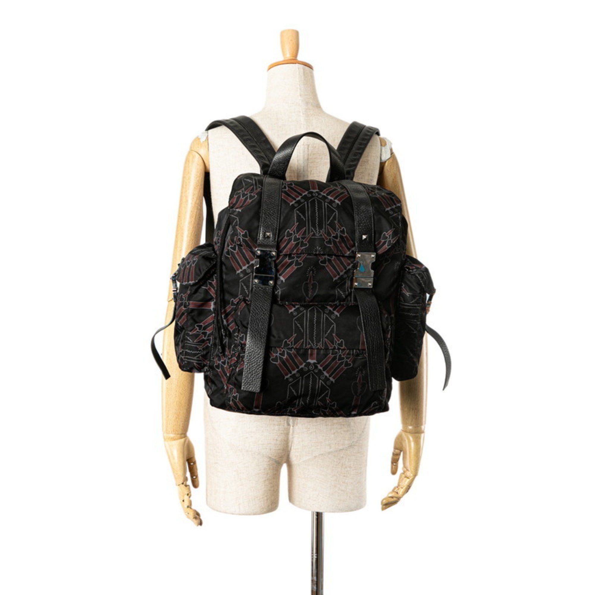 Valentino Valentino Love Blade Backpack Black Multicolor Nylon Leather Men's VALENTINO Size ONE SIZE - 7 Thumbnail