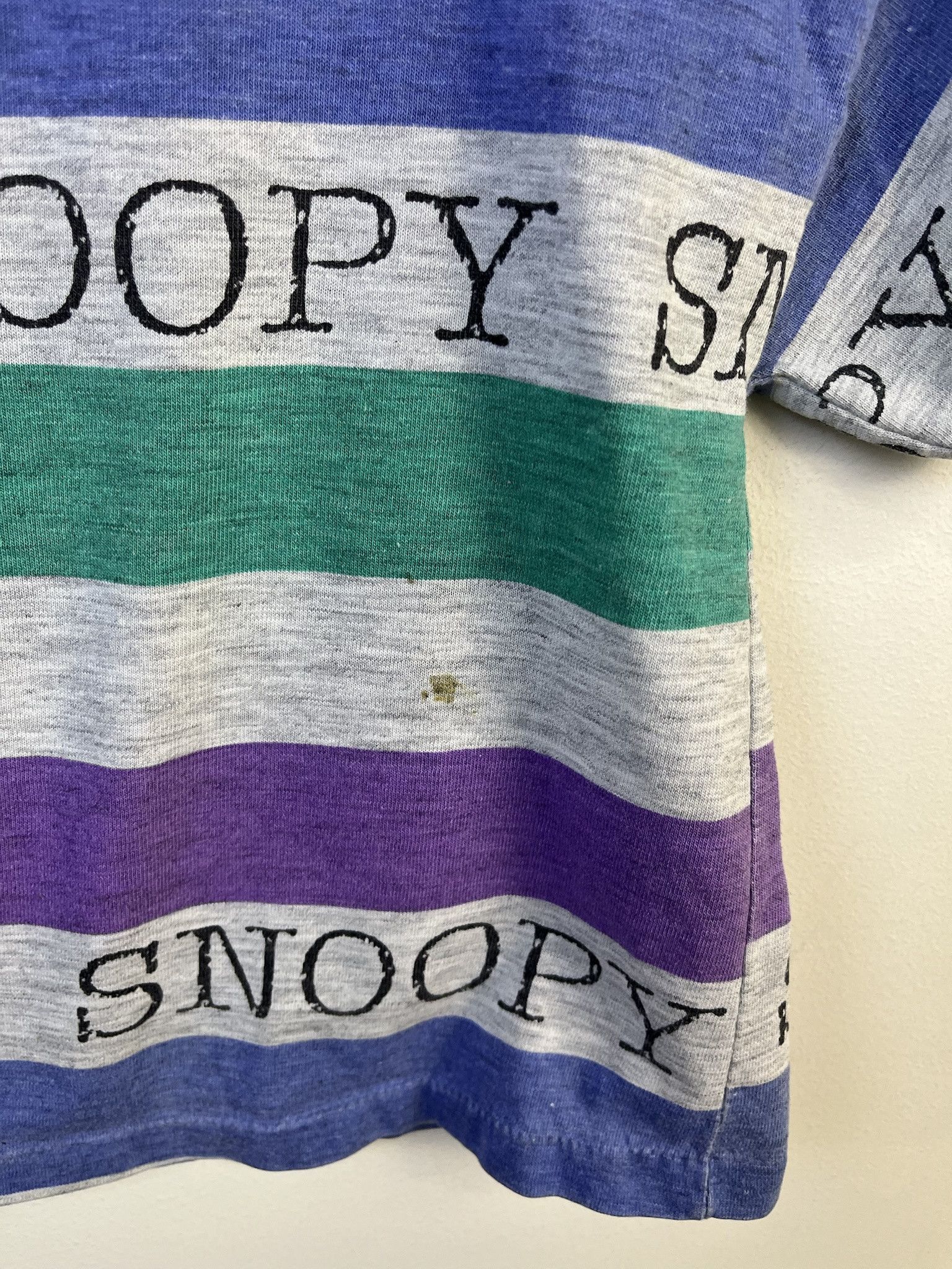 Disney × Vintage Vintage Tee Shirt Disney Snoopy Striped Child;s Tee Shirt Single Stitch Striped Tee Size XXS (4T) Size US XXS / EU 40 - 5 Thumbnail