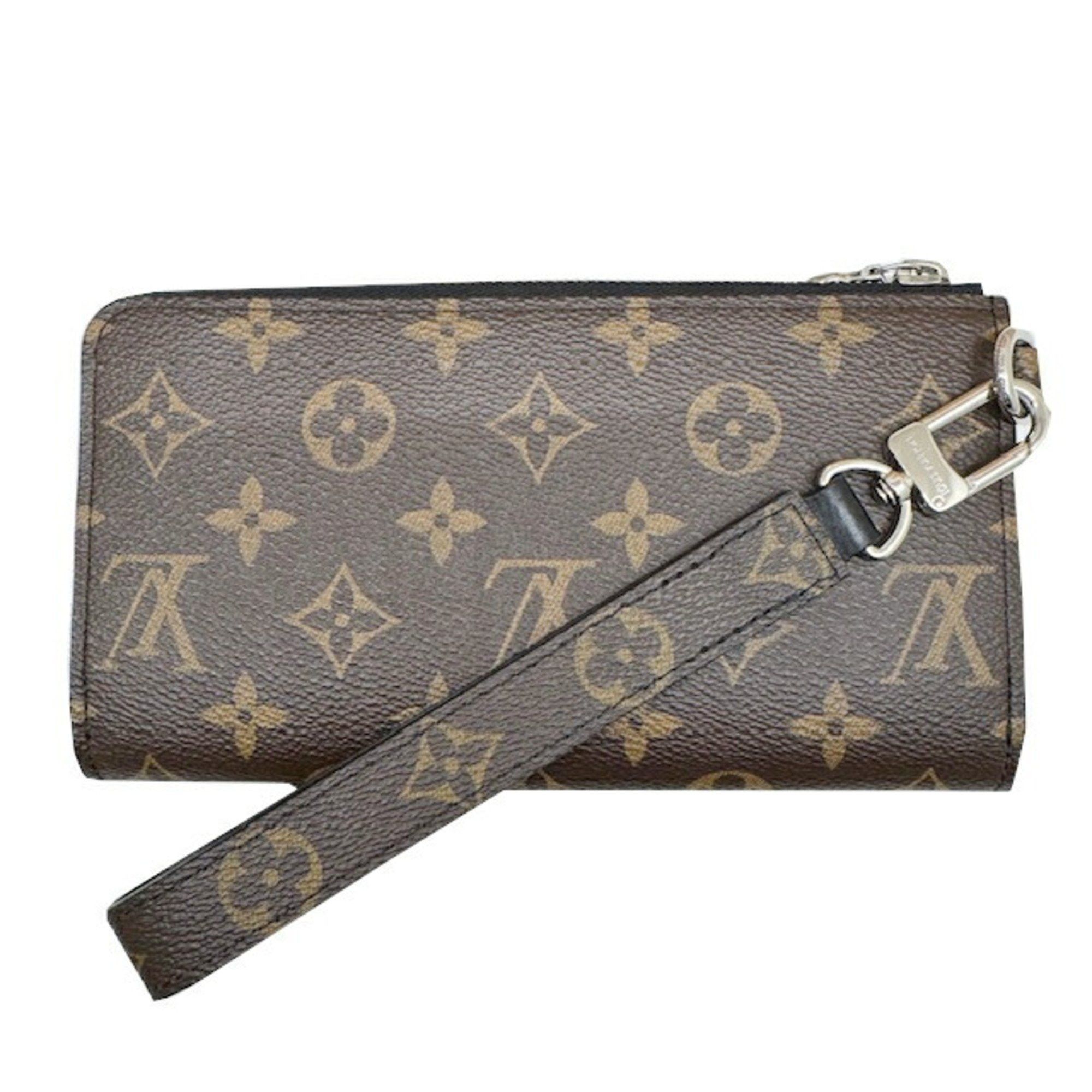 Louis Vuitton Louis Vuitton Monogram Macassar Zippy Dragonne M69407 RFID L-shaped long wallet Calf leather with strap Brown Noir Black Men's Size ONE SIZE - 2 Thumbnail