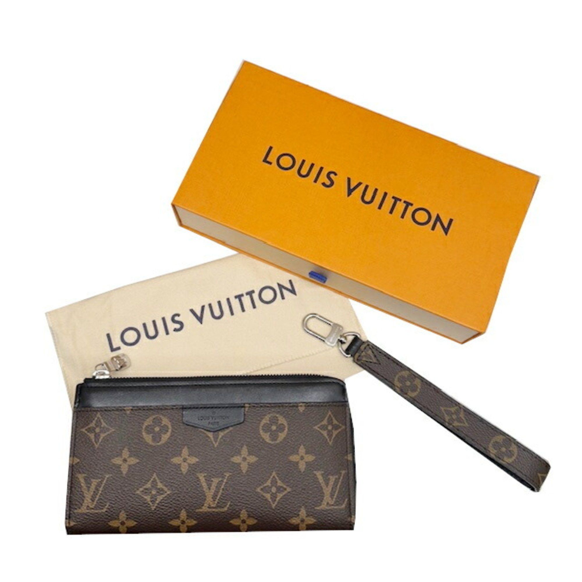 Louis Vuitton Louis Vuitton Monogram Macassar Zippy Dragonne M69407 RFID L-shaped long wallet Calf leather with strap Brown Noir Black Men's Size ONE SIZE - 14 Thumbnail