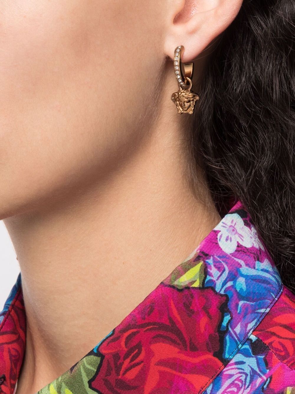 Versace CRYSTAL LA MEDUSA HOOP EARRINGS Size ONE SIZE - 2 Thumbnail