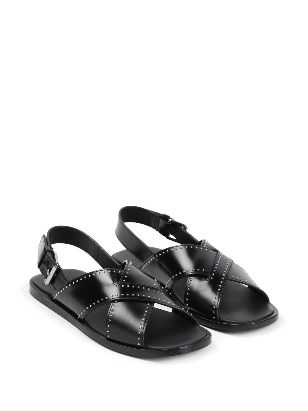 STUD-EMBELLISHED CROSSOVER FLAT SANDALS