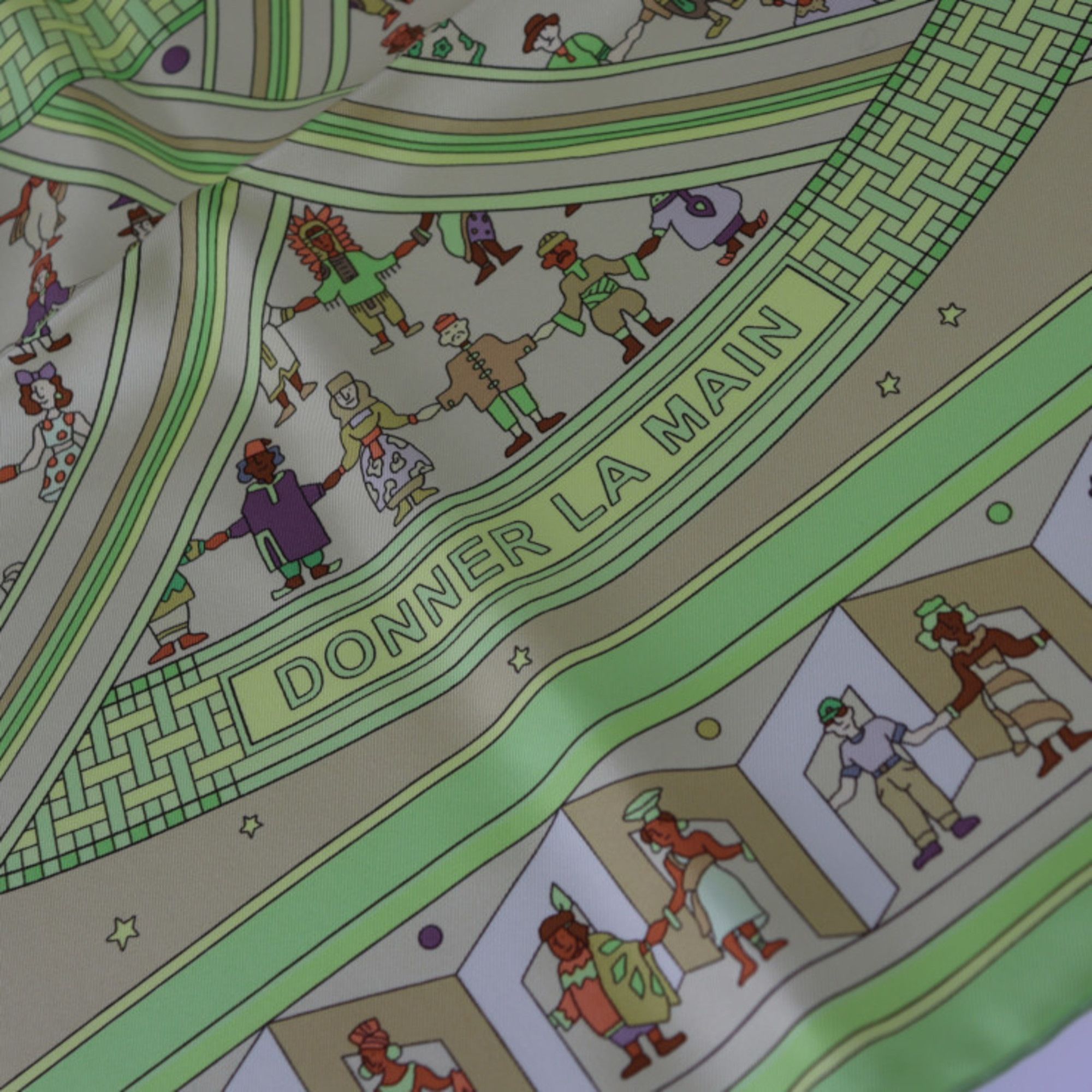 Other HERMES DONNER LA MAIN Carré 90 Scarf - Silk Green Multicolor Large Size ONE SIZE - 4 Thumbnail