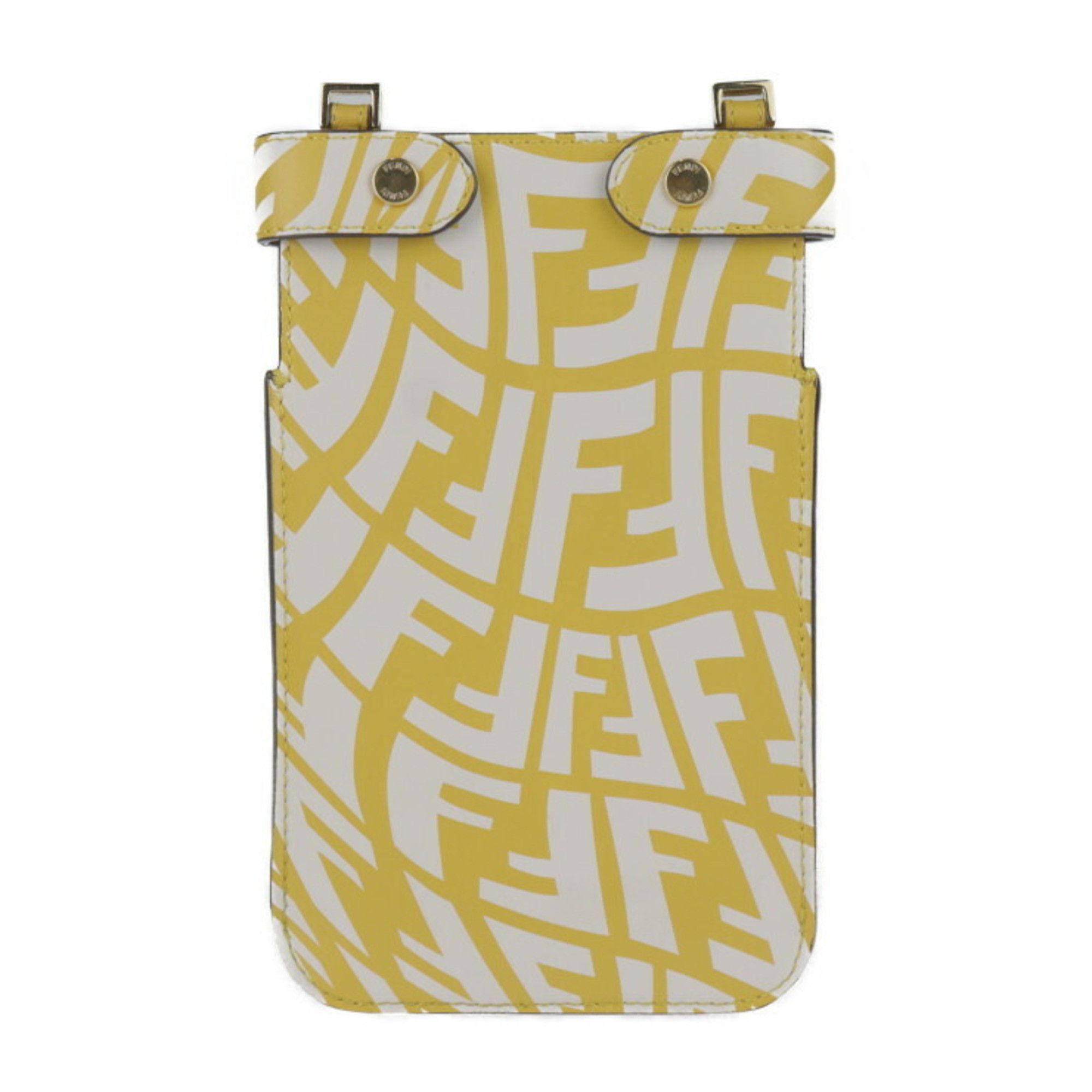 Fendi FENDI Peekaboo Shoulder Bag 8M0442 Calf Leather Yellow Zucca Pattern Smartphone Pouch Case Strap Turn Lock Size ONE SIZE - 4 Thumbnail