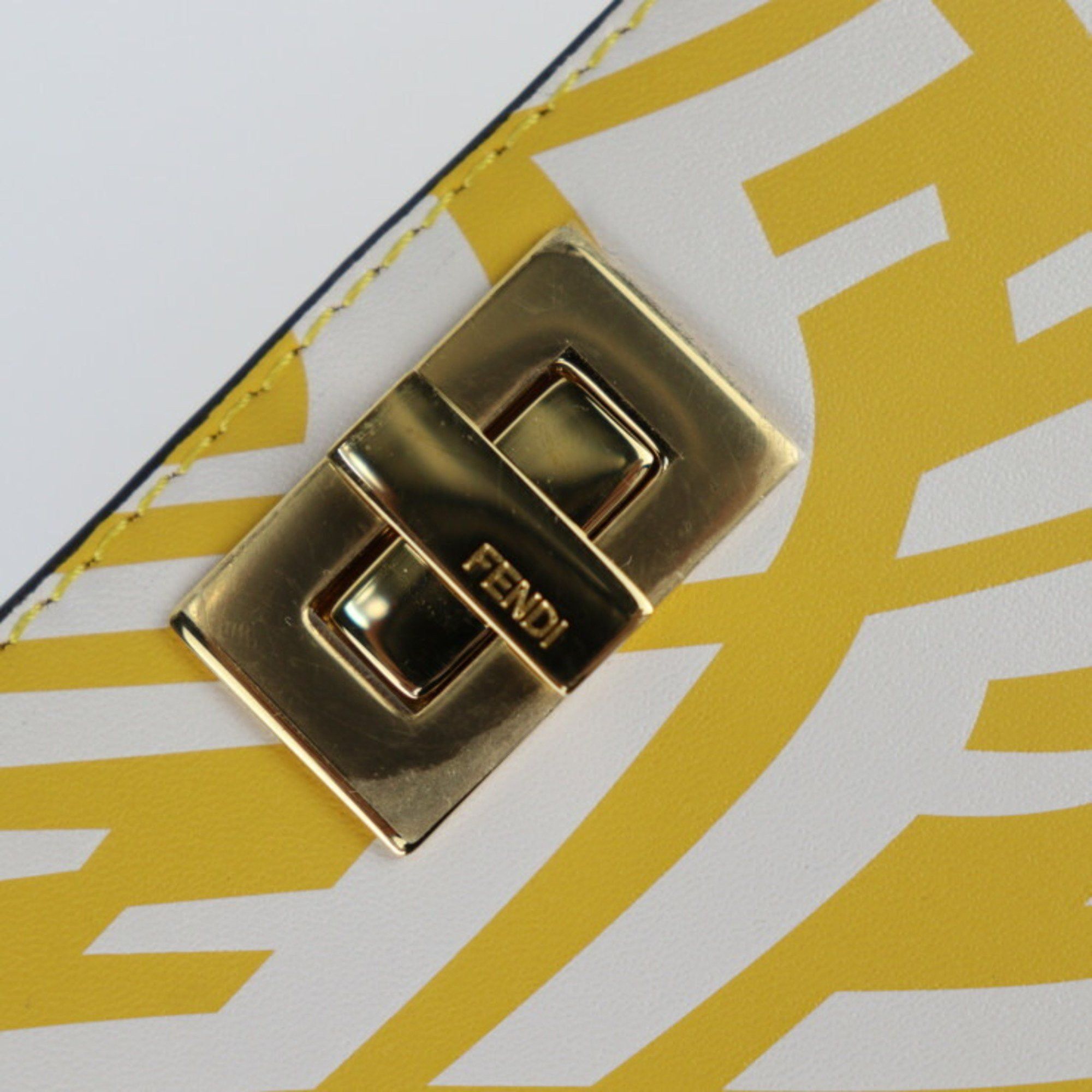 Fendi FENDI Peekaboo Shoulder Bag 8M0442 Calf Leather Yellow Zucca Pattern Smartphone Pouch Case Strap Turn Lock Size ONE SIZE - 7 Thumbnail