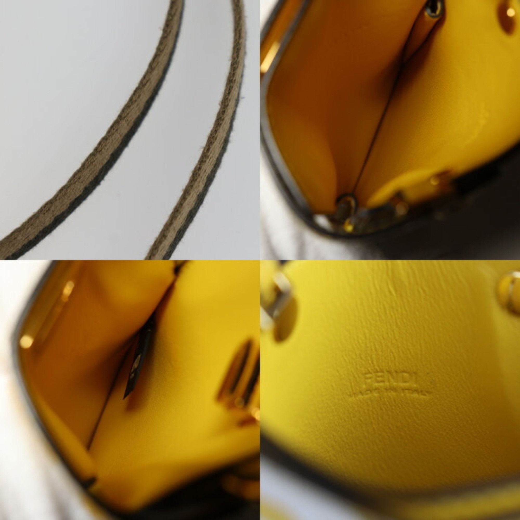 Fendi FENDI Peekaboo Shoulder Bag 8M0442 Calf Leather Yellow Zucca Pattern Smartphone Pouch Case Strap Turn Lock Size ONE SIZE - 9 Thumbnail