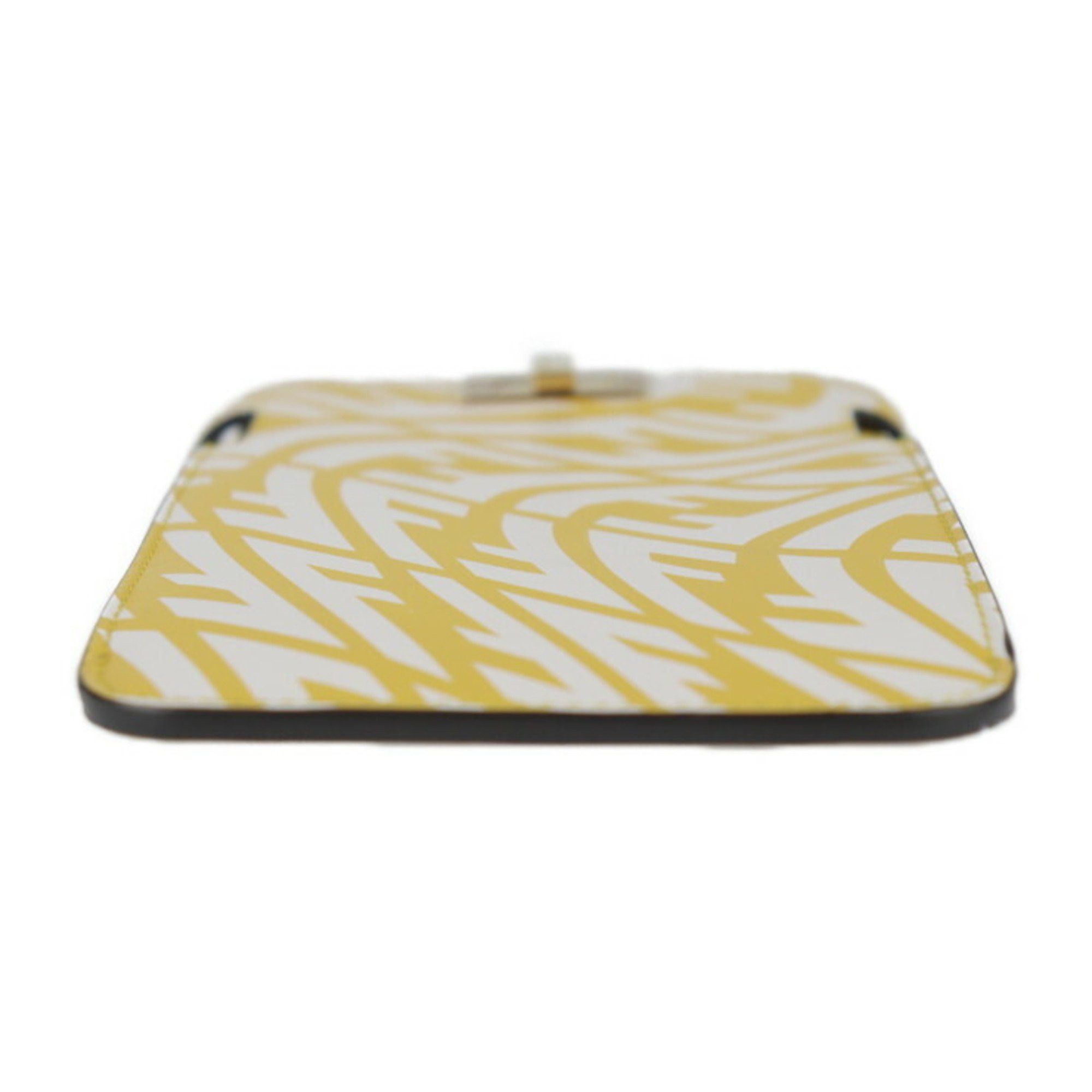 Fendi FENDI Peekaboo Shoulder Bag 8M0442 Calf Leather Yellow Zucca Pattern Smartphone Pouch Case Strap Turn Lock Size ONE SIZE - 8 Thumbnail