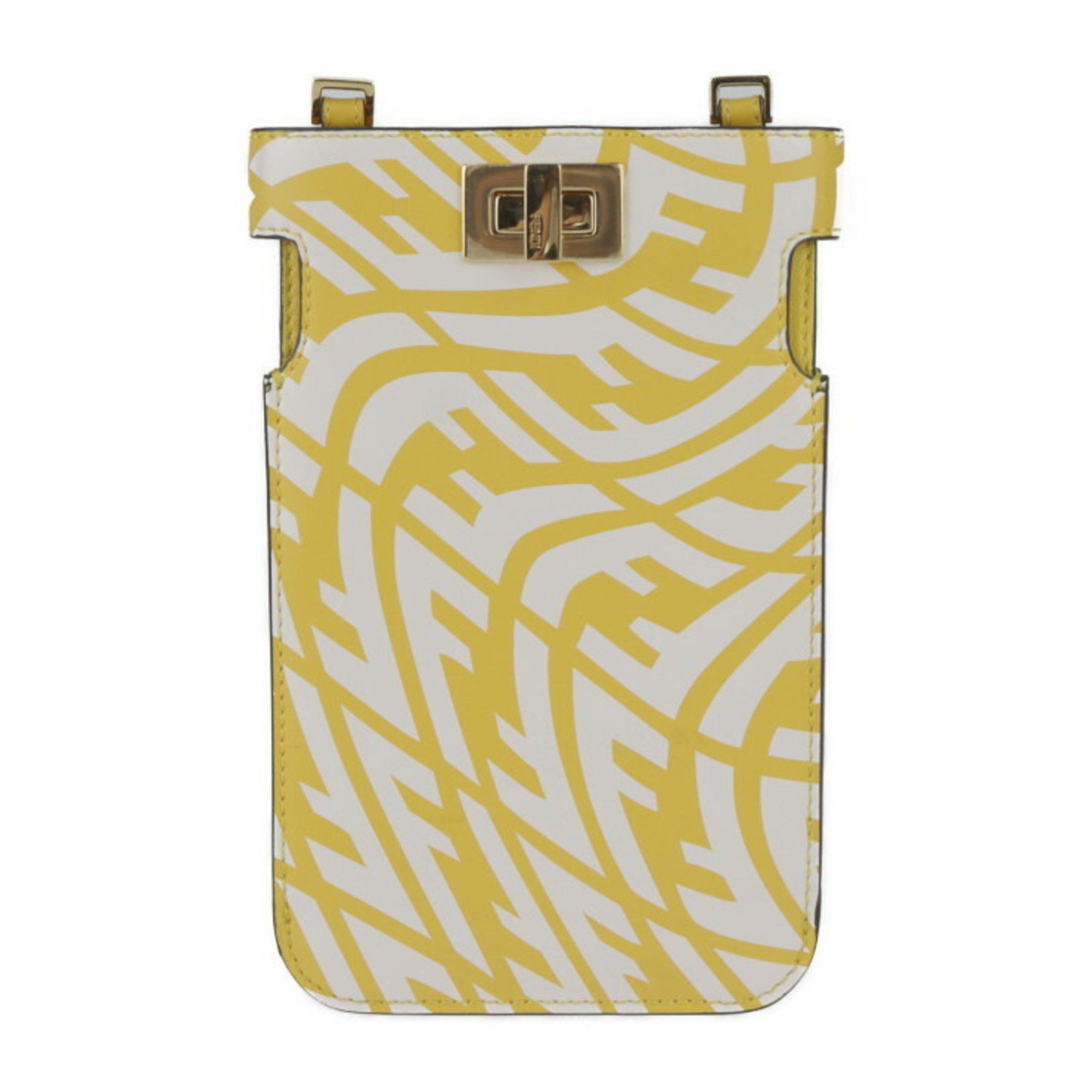 Fendi FENDI Peekaboo Shoulder Bag 8M0442 Calf Leather Yellow Zucca Pattern Smartphone Pouch Case Strap Turn Lock Size ONE SIZE - 2 Thumbnail