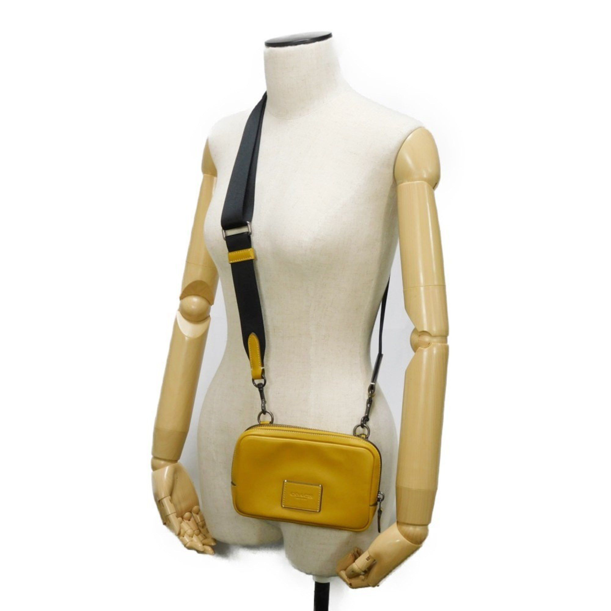 Coach COACH Shoulder Bag Carrier Phone Crossbody Smooth Calf Yellow Pochette Embossed Flax CM170 Men's Size ONE SIZE - 12 Thumbnail